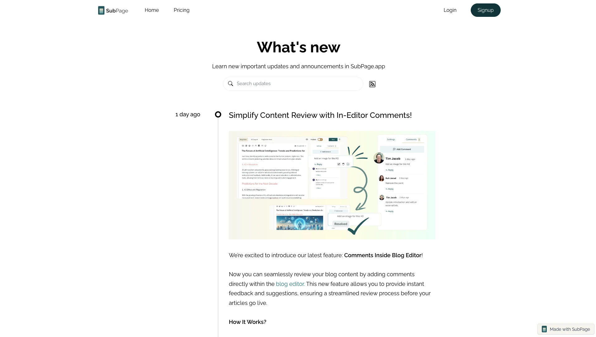 https://whatsnew.subpage.app/