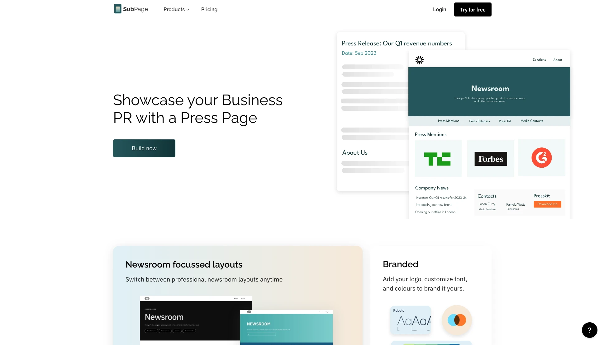 SubPage Newsroom