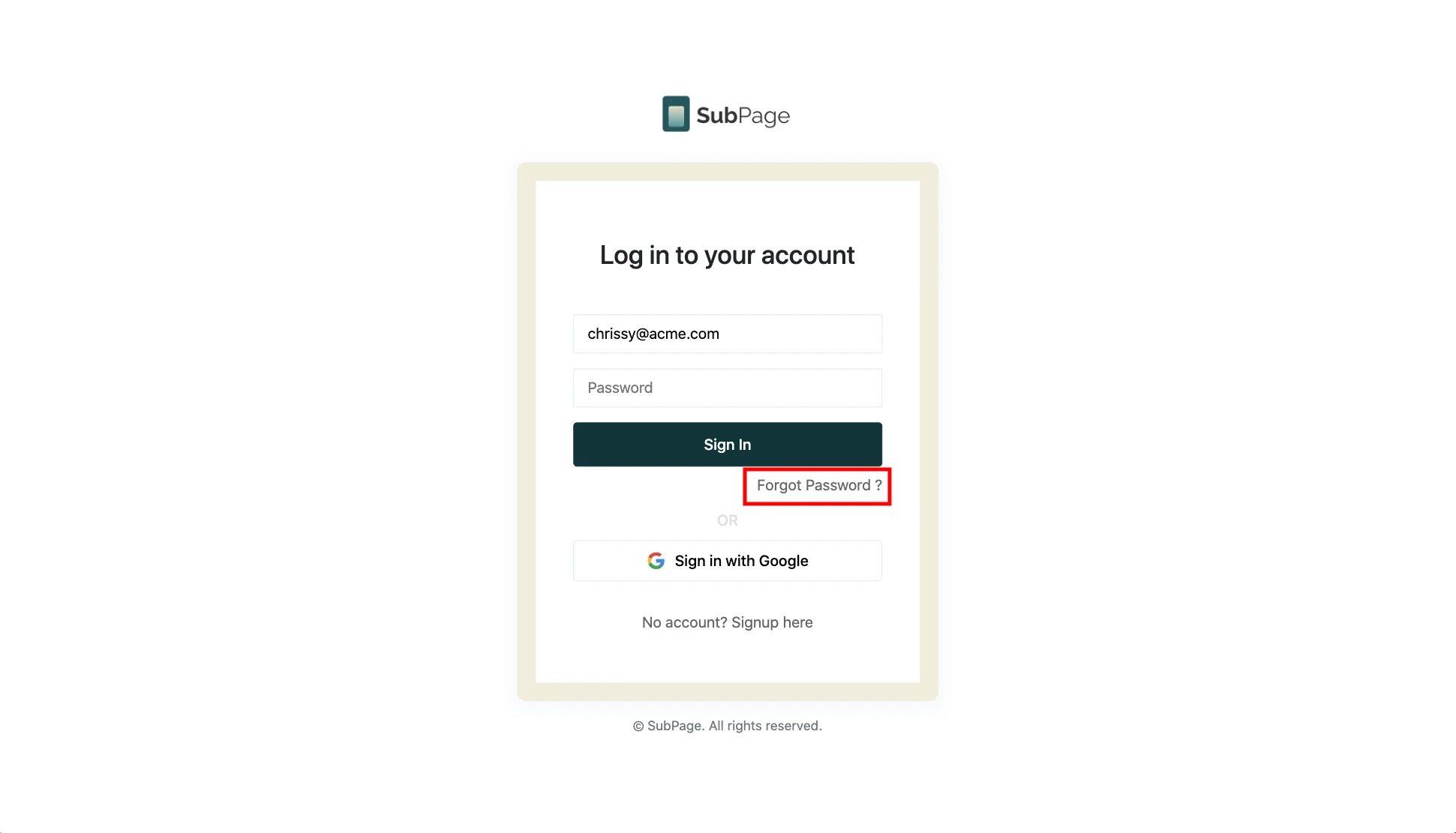 Navigate to Forget password