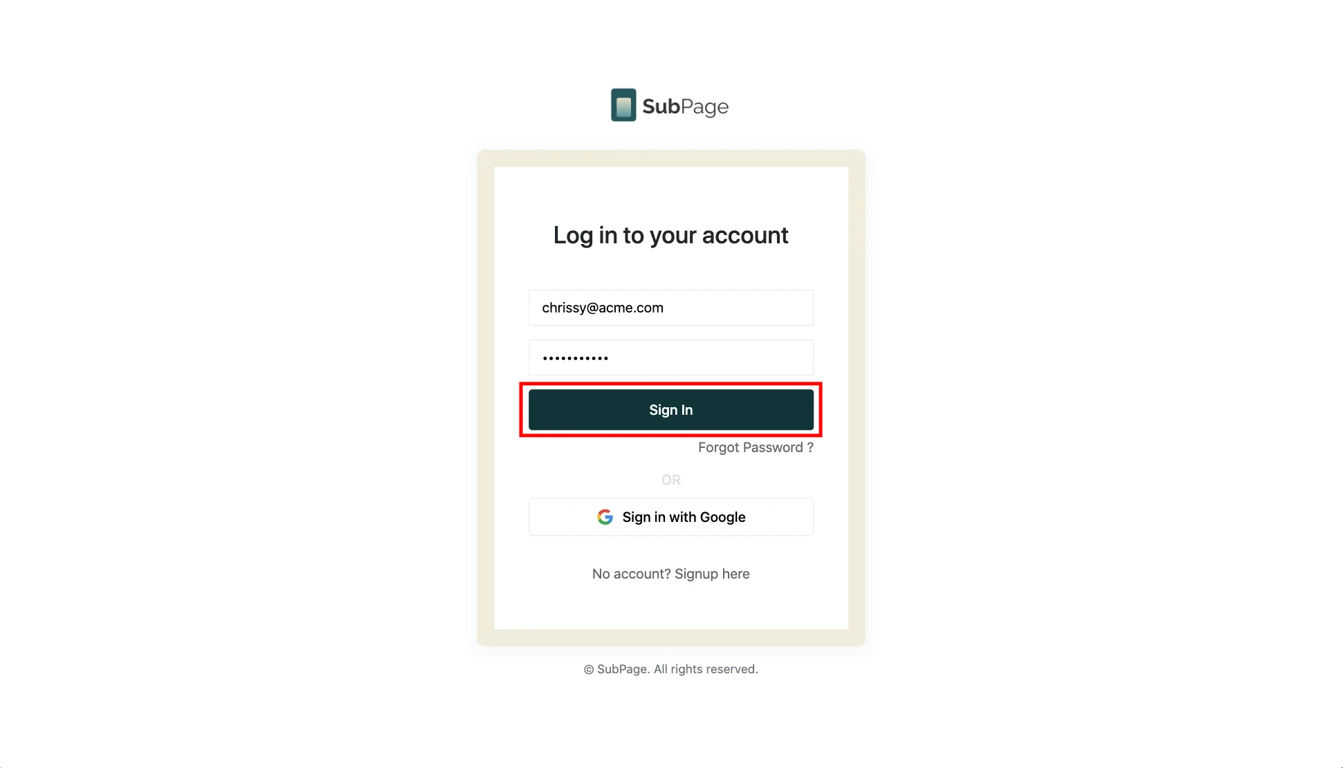 Confirm by clicking the 'Sign In'