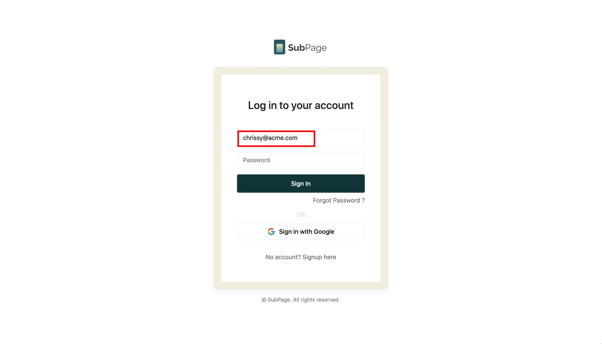 Enter the email id