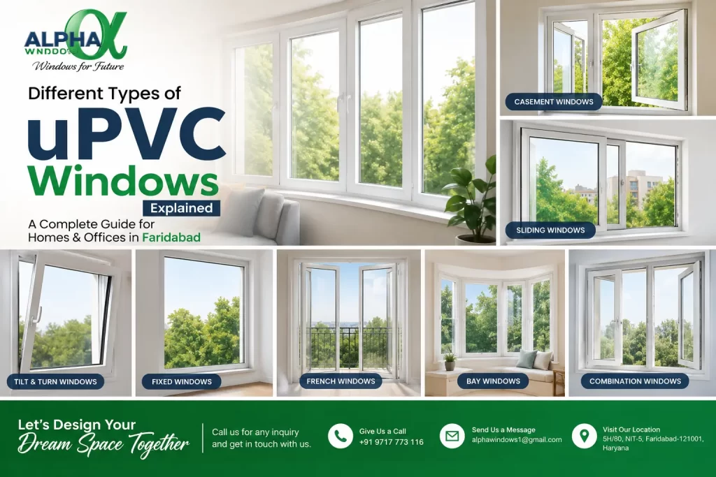 Different Types of uPVC Windows Explained: A Complete Guide for Homes & Offices in Faridabad