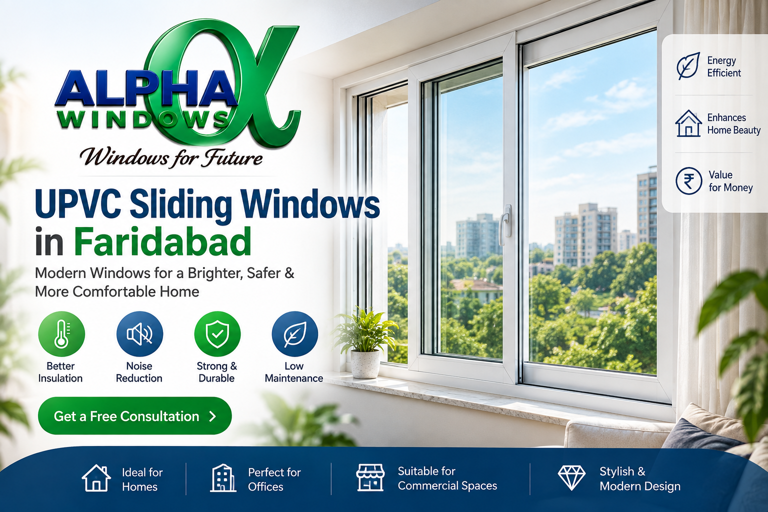 UPVC Sliding Windows in Faridabad