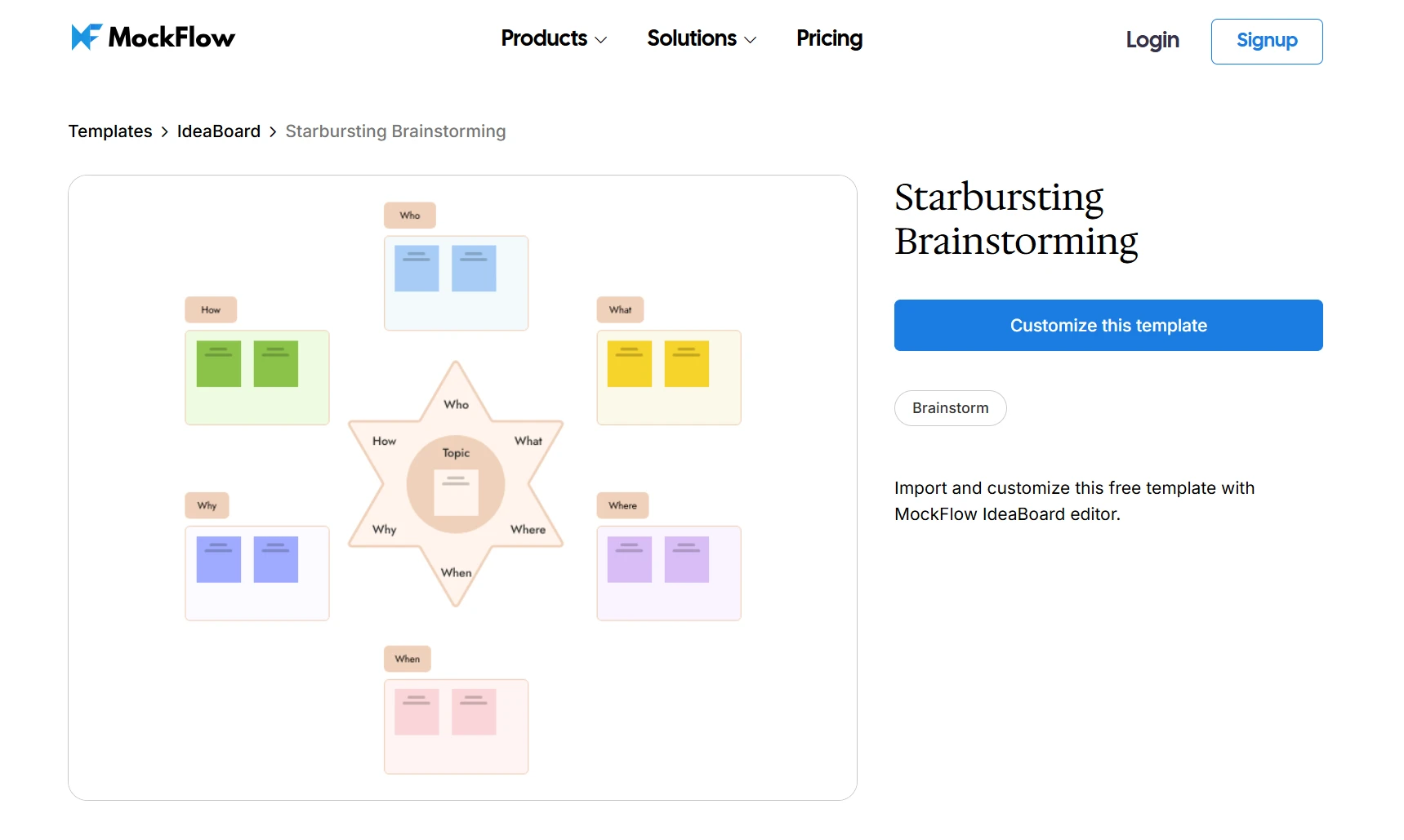 Customize this starbursting template for your next brainstorming session