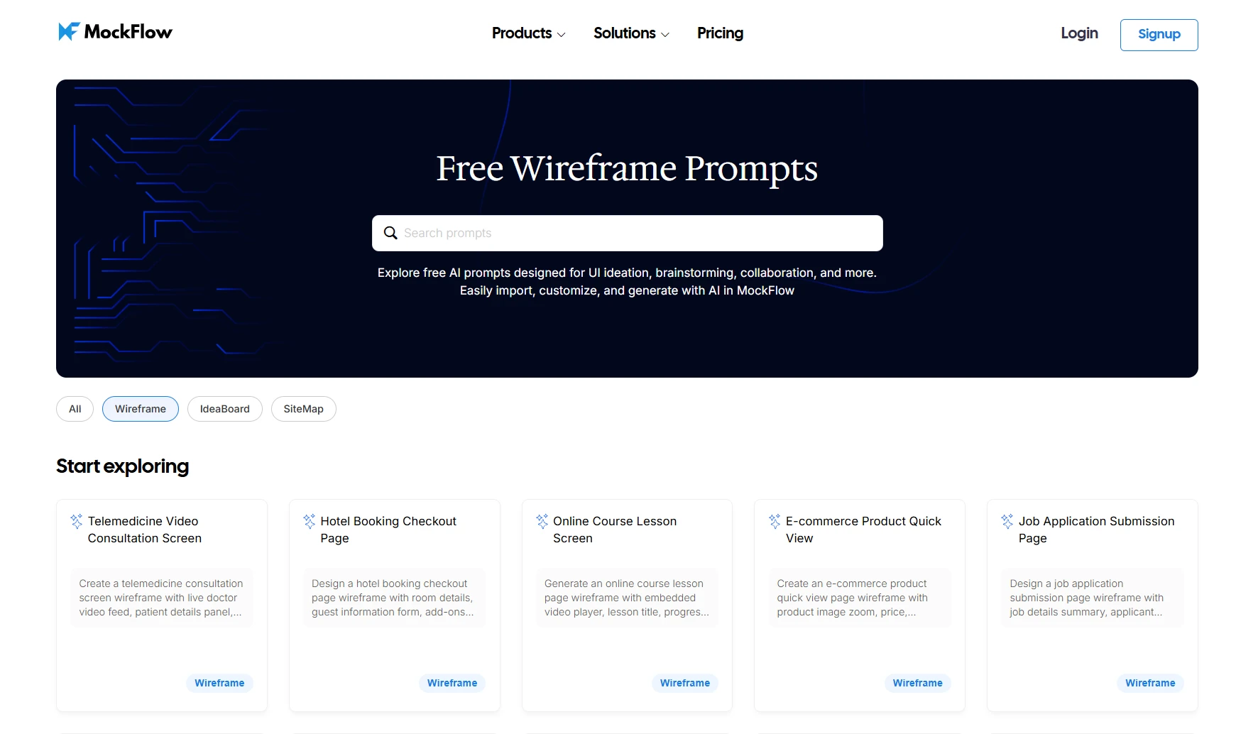Free wireframe prompts
