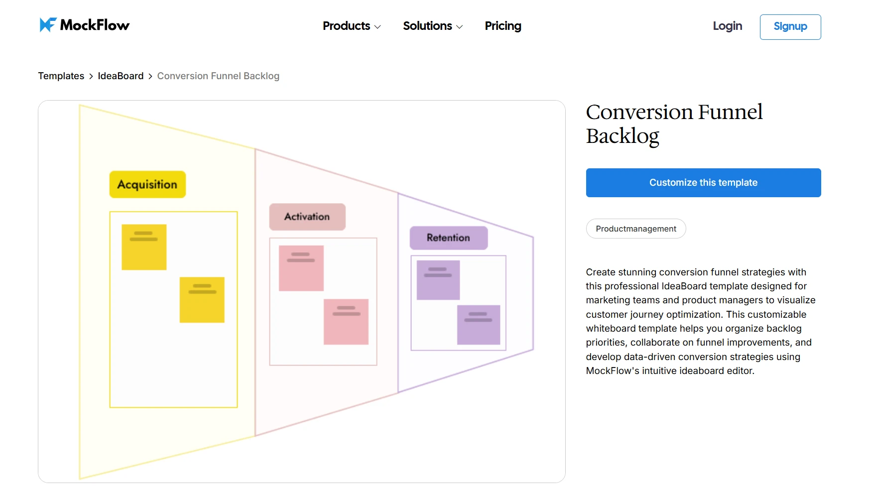 Customize this conversion funnel backlog template