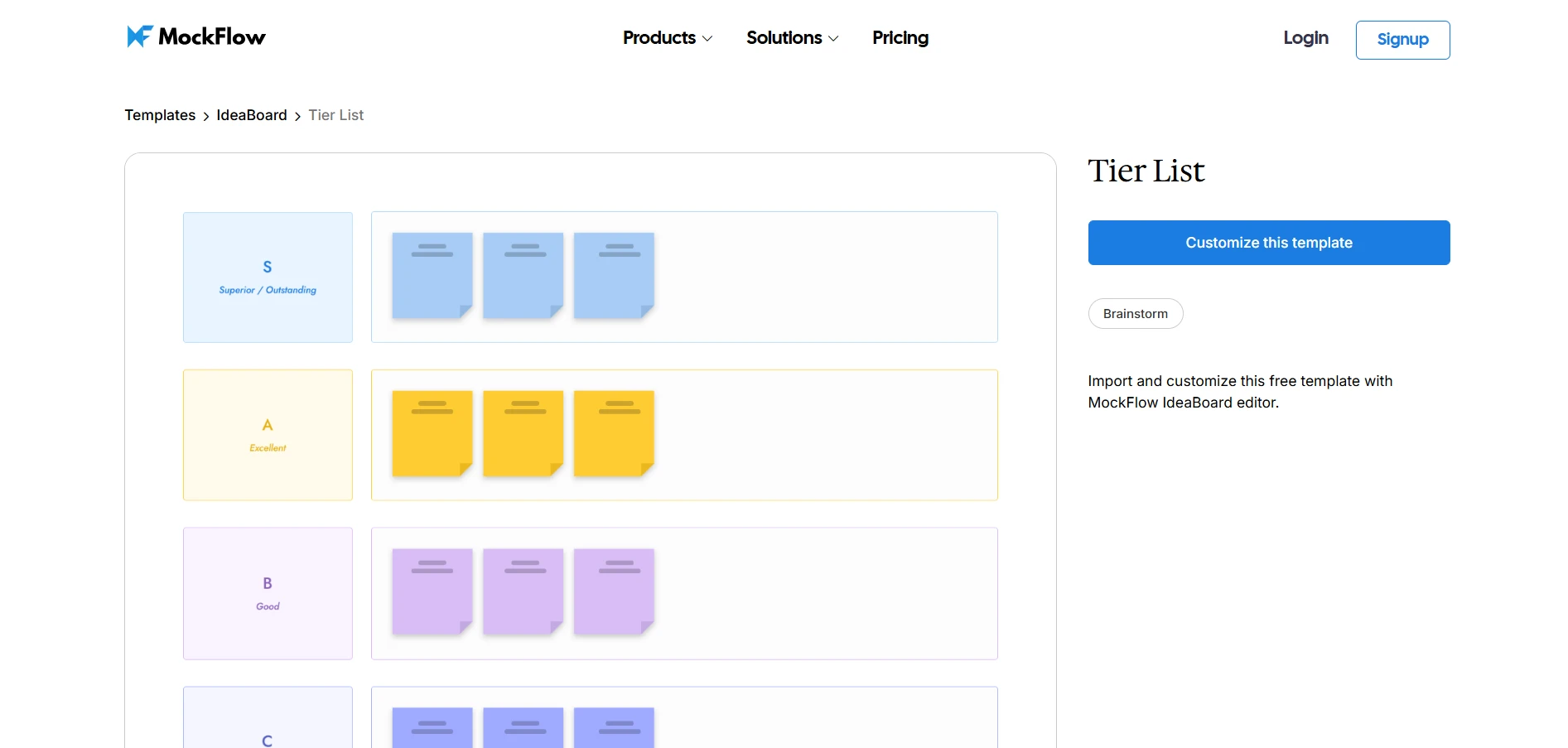 Click on the image to test the Tier List template on IdeaBoard