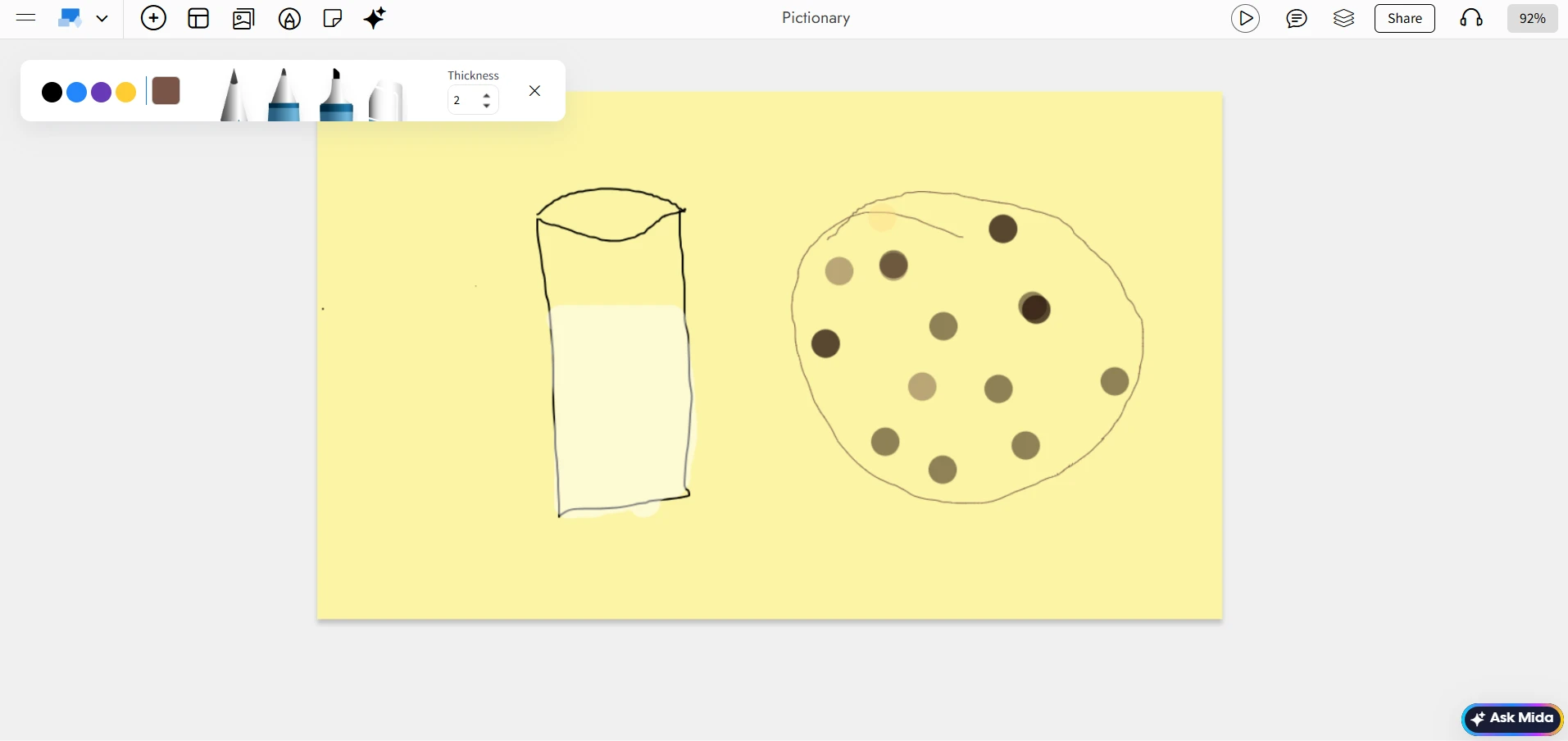 Screenshot of IdeaBoard while playing Pictionary