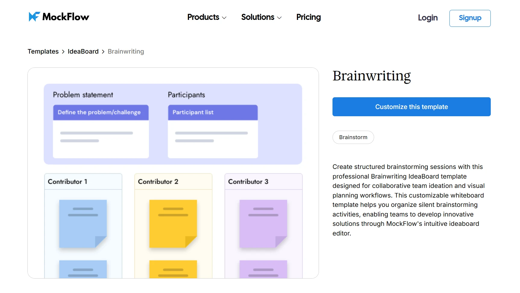 Customize this brainwriting template on IdeaBoard