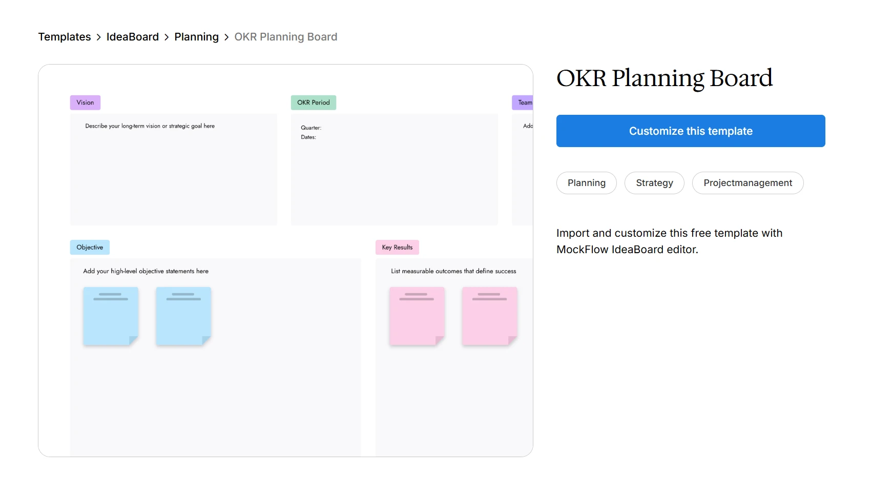 Use this OKR planning board template for your next team planning session