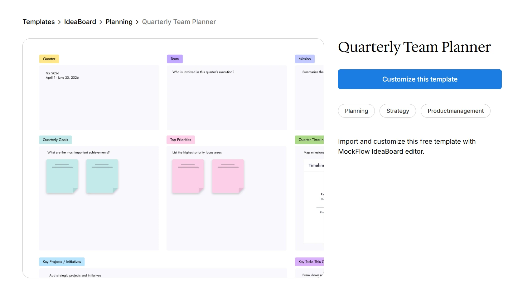 Customize this quarterly team planner for your next team meeting