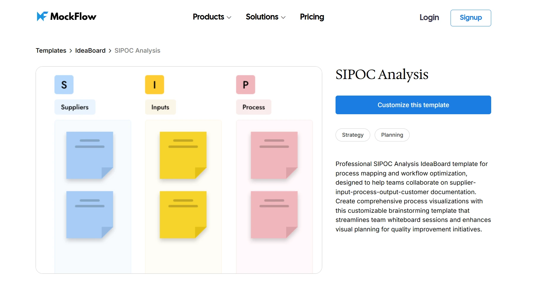 SIPOC diagram template