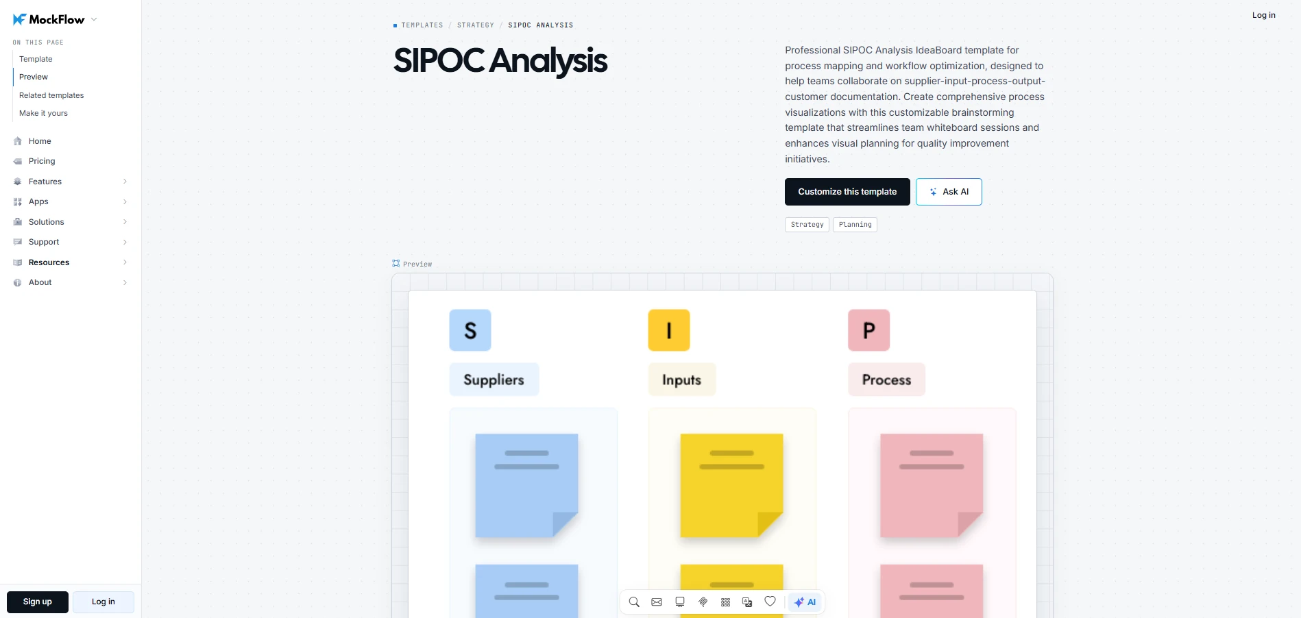 Customize the SIPOC analysis template