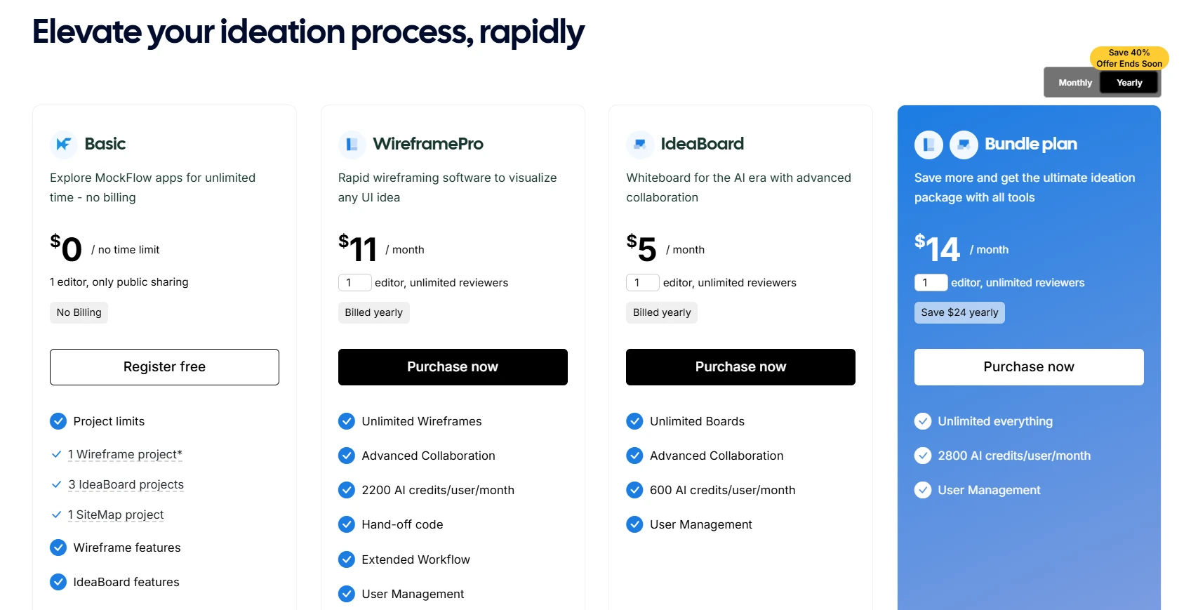 MockFlow Plans and Pricing