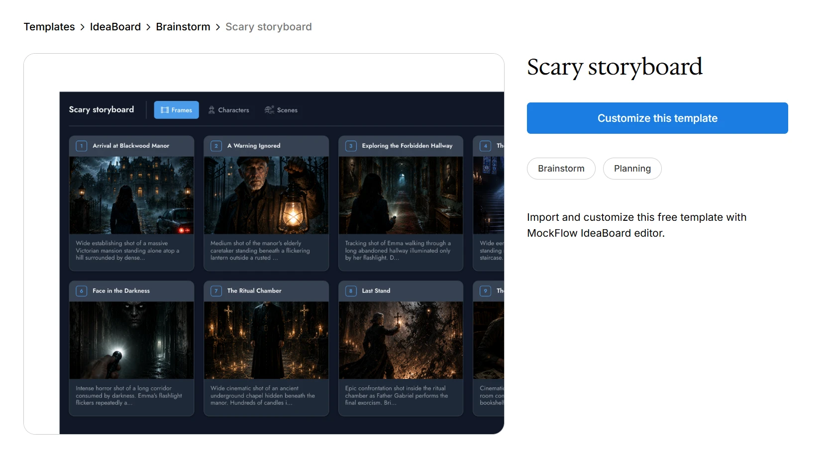 Customize this scary storyboard template