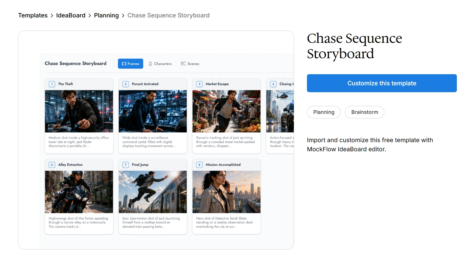 Customize this chase sequence storyboard template on IdeaBoard