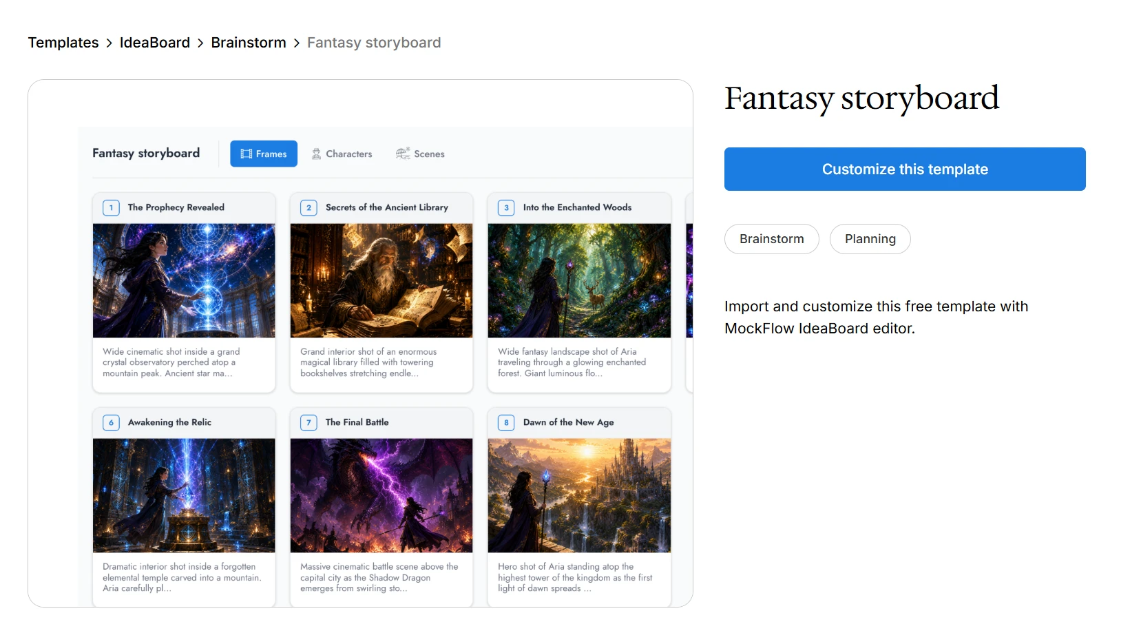 Customize this fantasy storyboard template