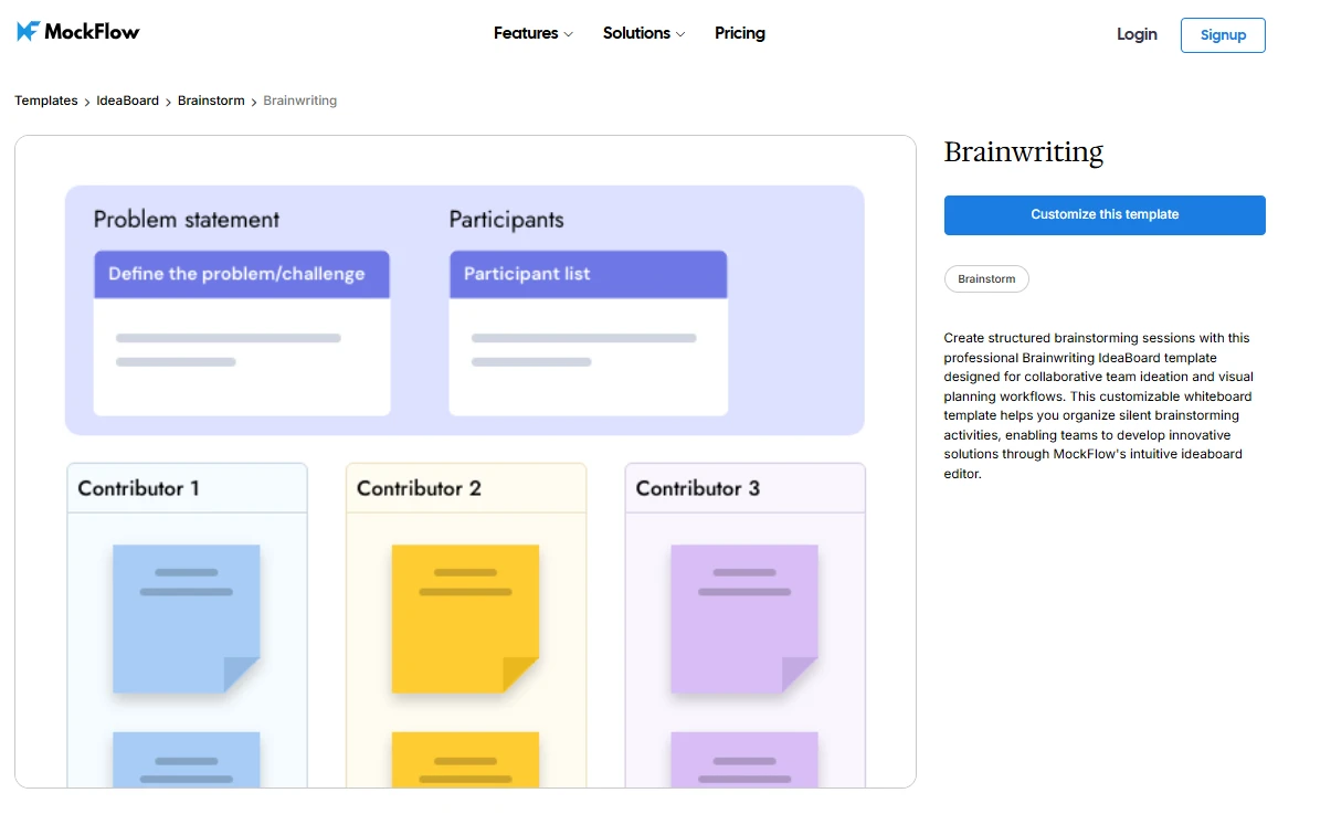 Customize this brainwriting template for your next team meeting