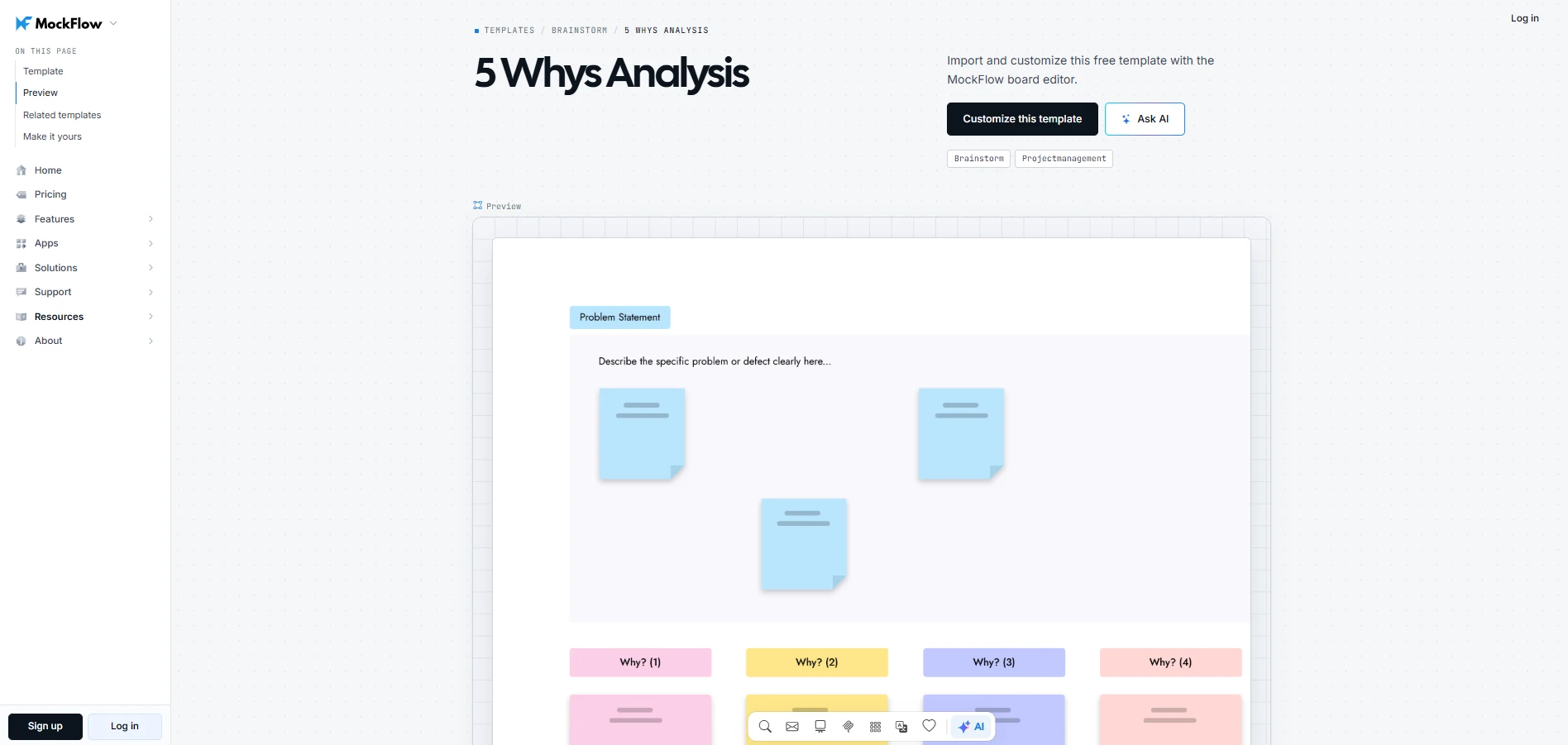 Customize this 5 whys analysis template