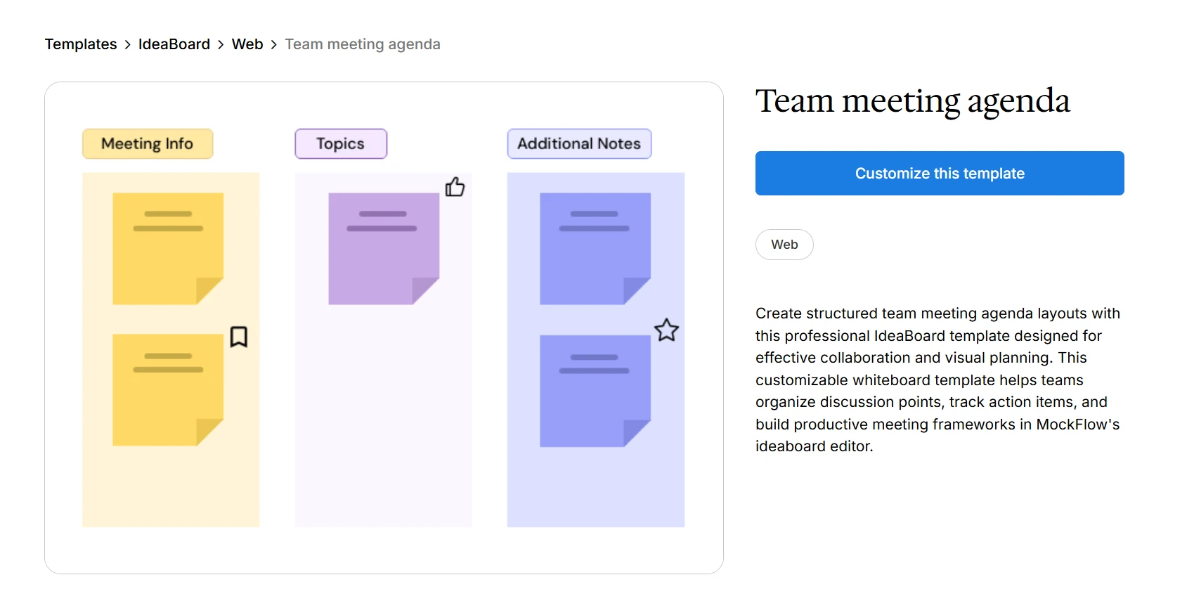 Customize this team meeting agenda template to plan your next session
