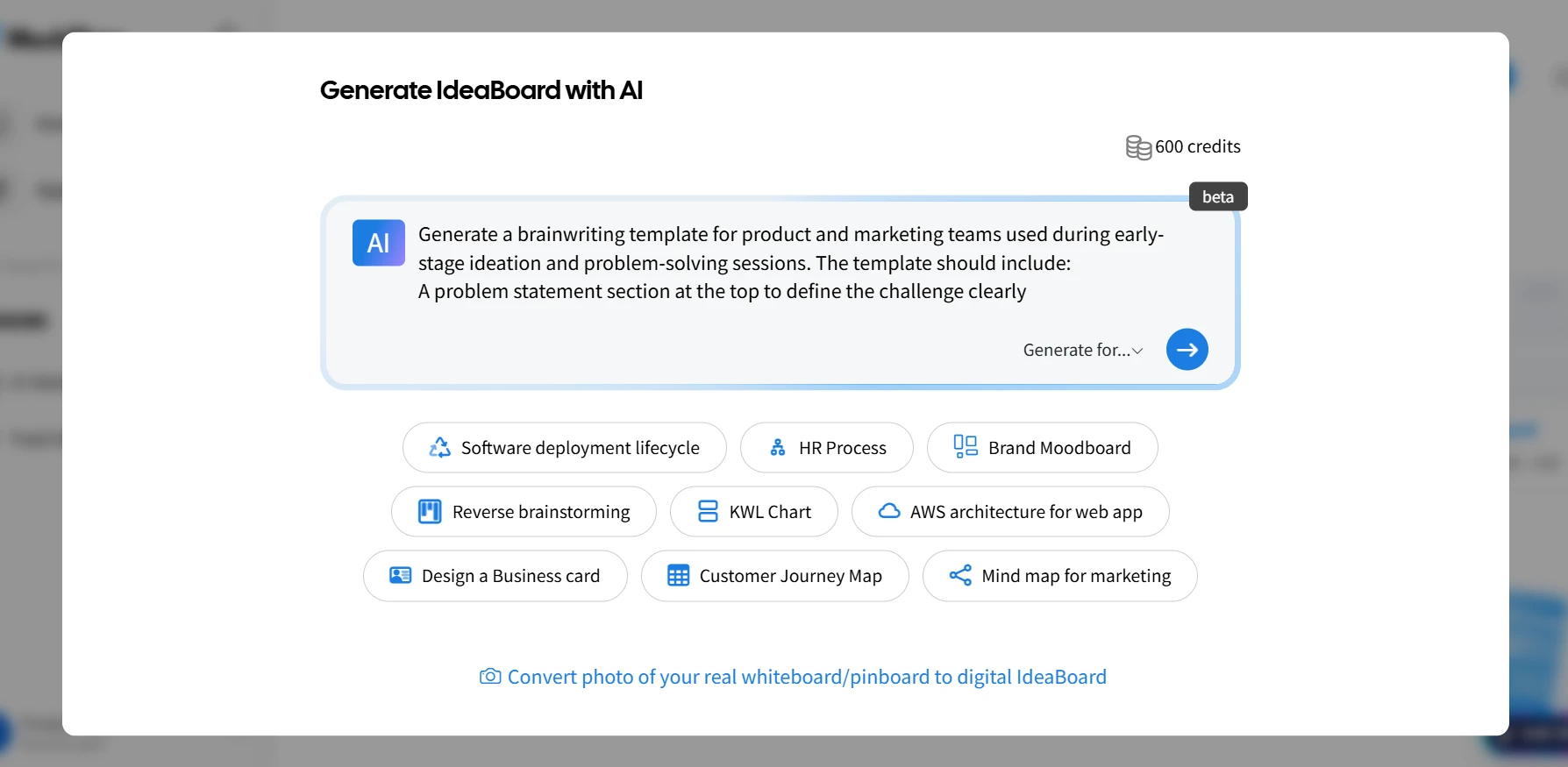 Generate custom group brainstorming layouts with AI