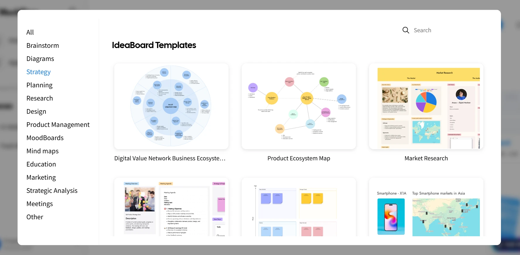 IdeaBoard templates for cross functional collaboration