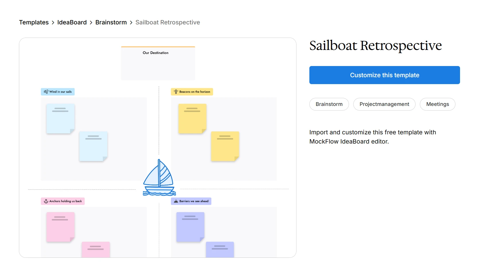 Customize this sailboat retrospective template in your next session