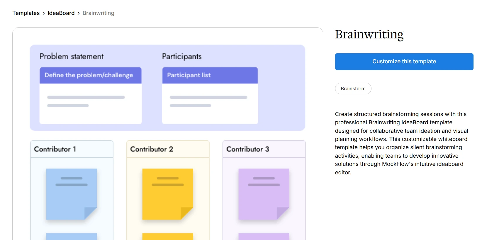 Customize this brainstorming template on IdeaBoard 