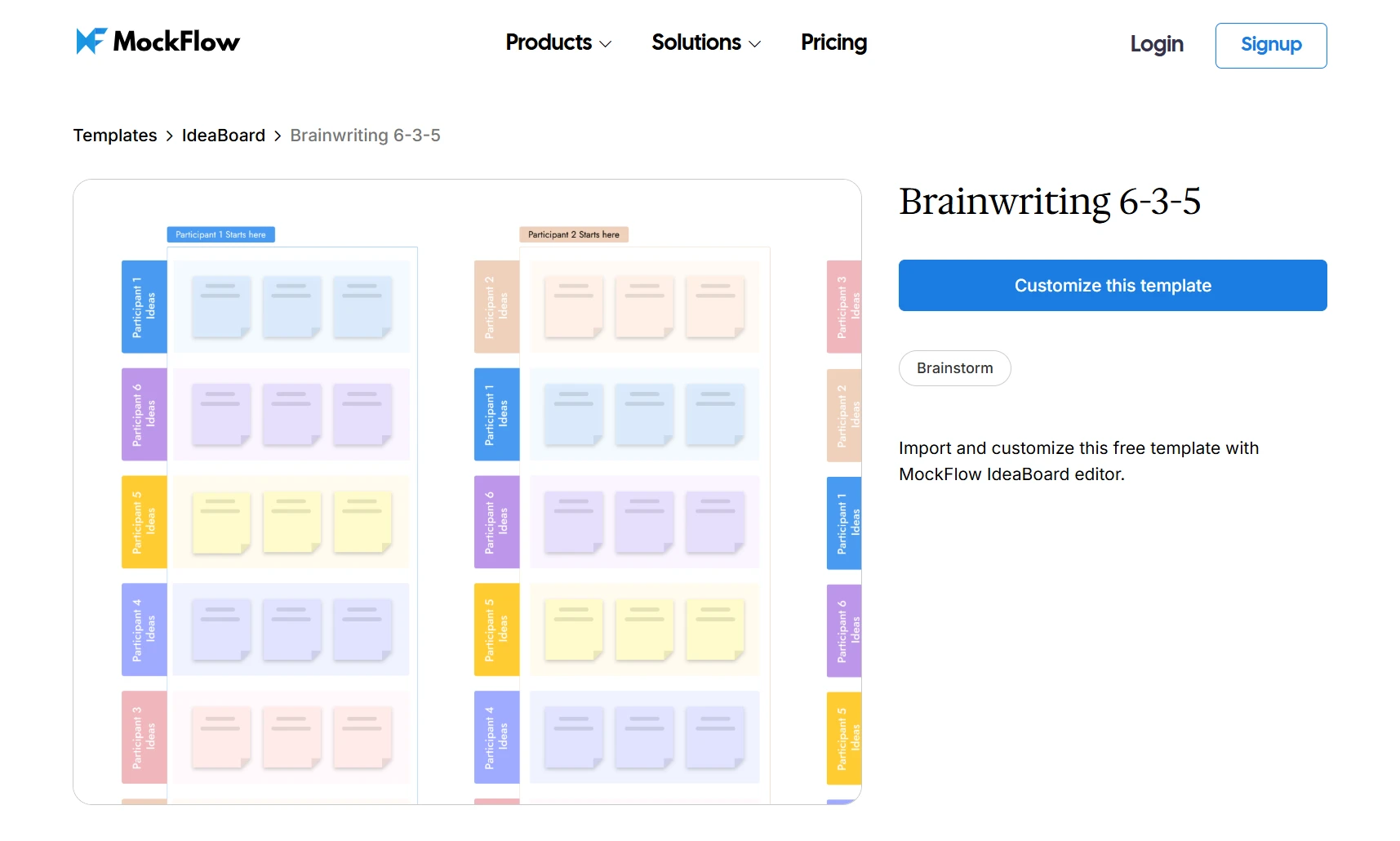 Brainwriting 6-3-5 template