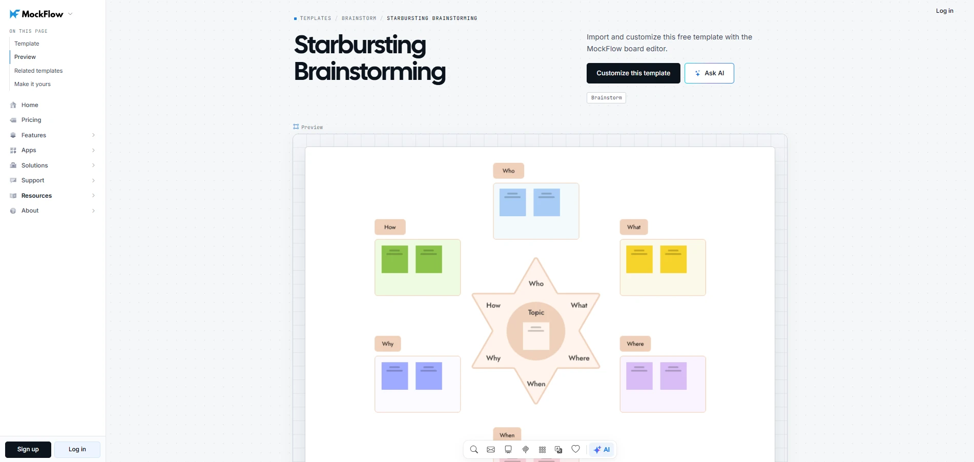 Customize this starbursting brainstorming template