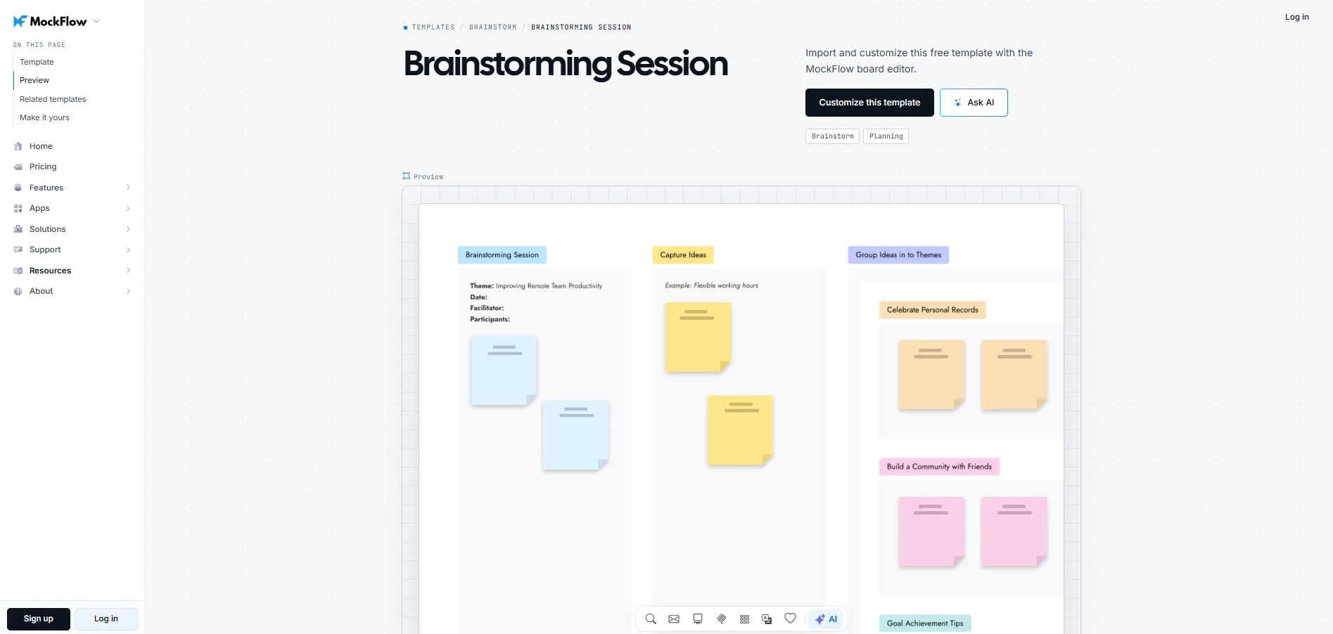 Customize this brainstorming session template