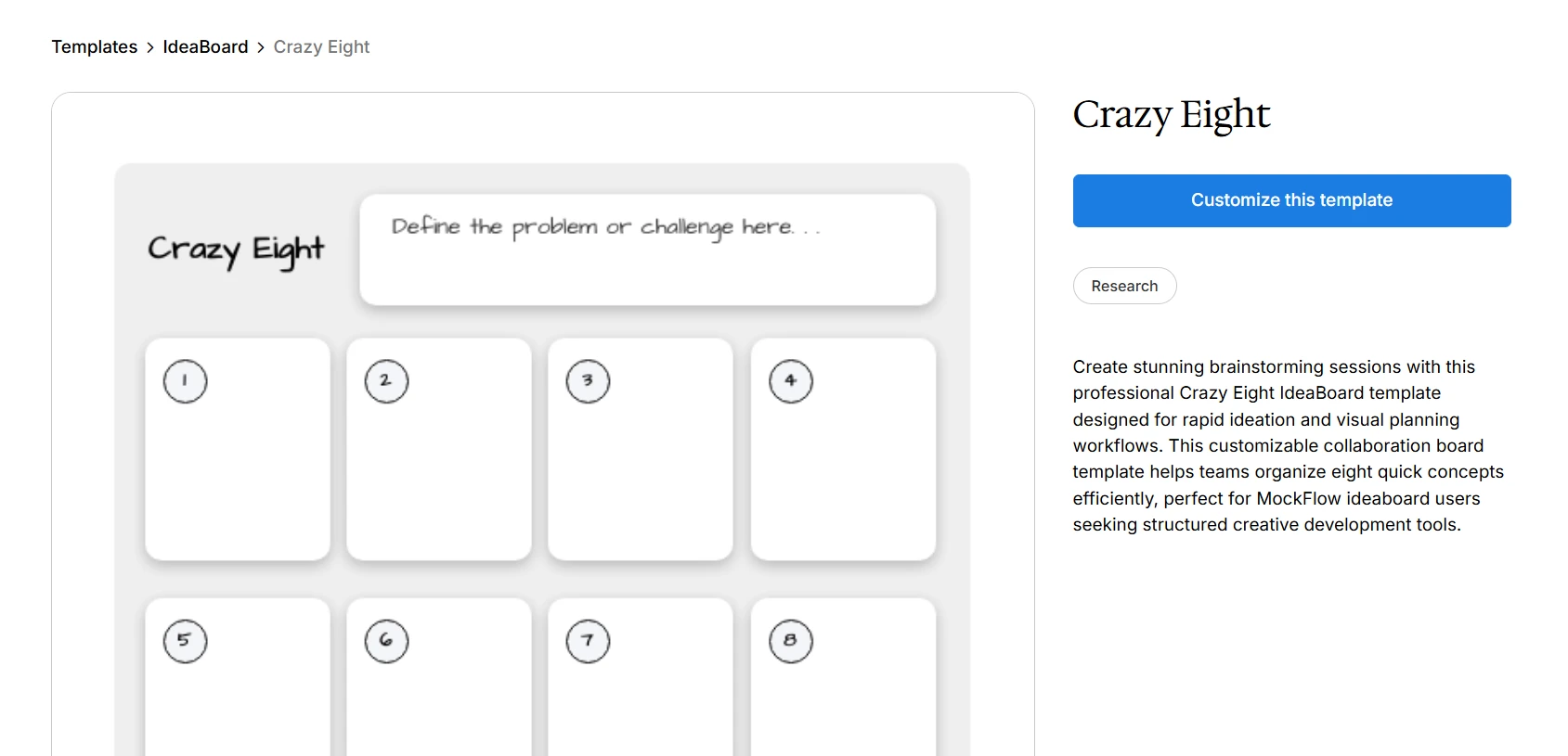 Customize this crazy eight template on IdeaBoard
