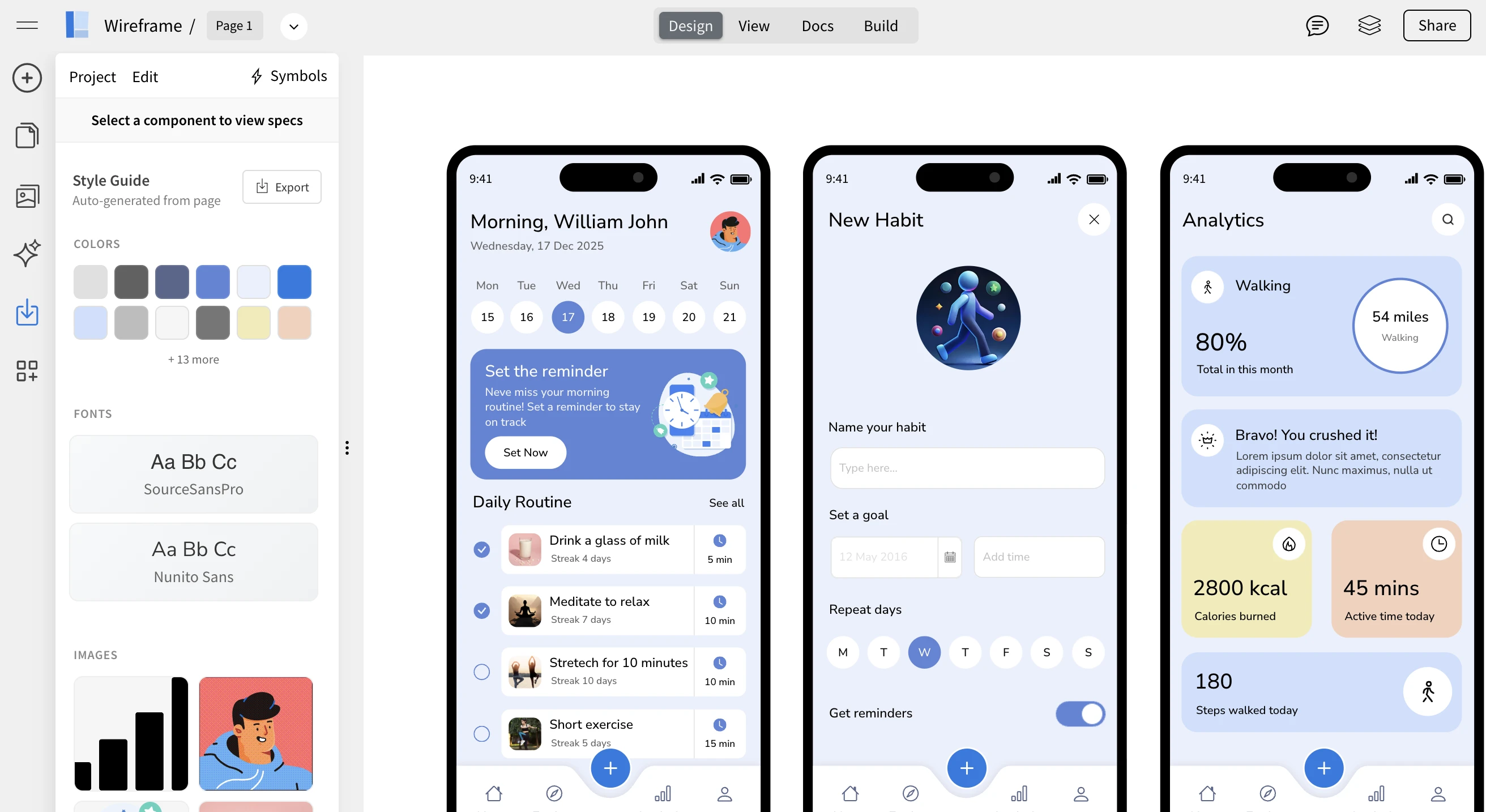 Auto-Generated Style Guide for Wireframes in Specs Mode
