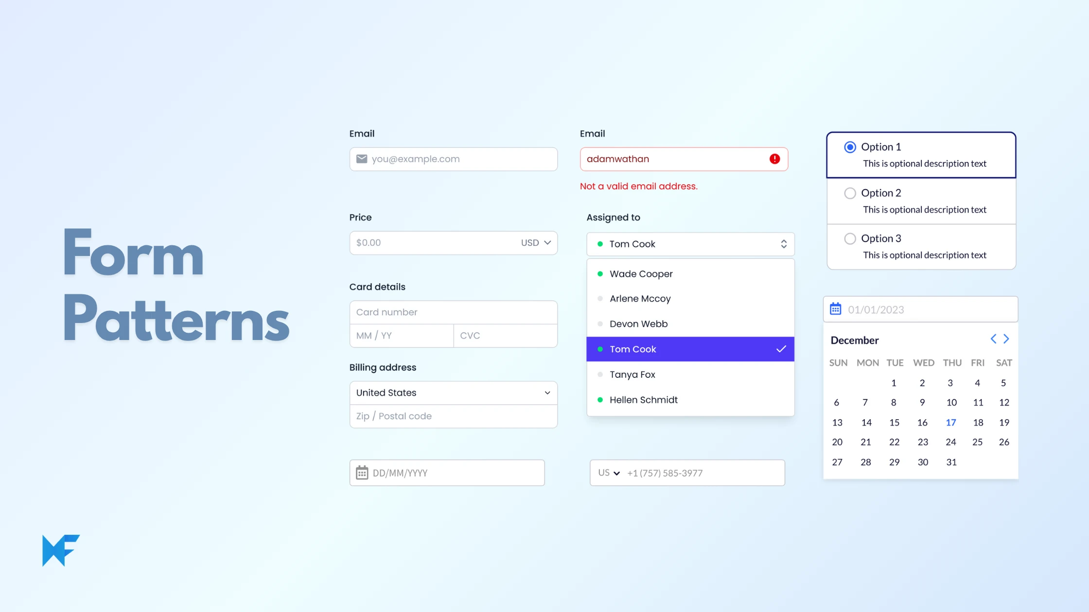 Form patterns in UI design