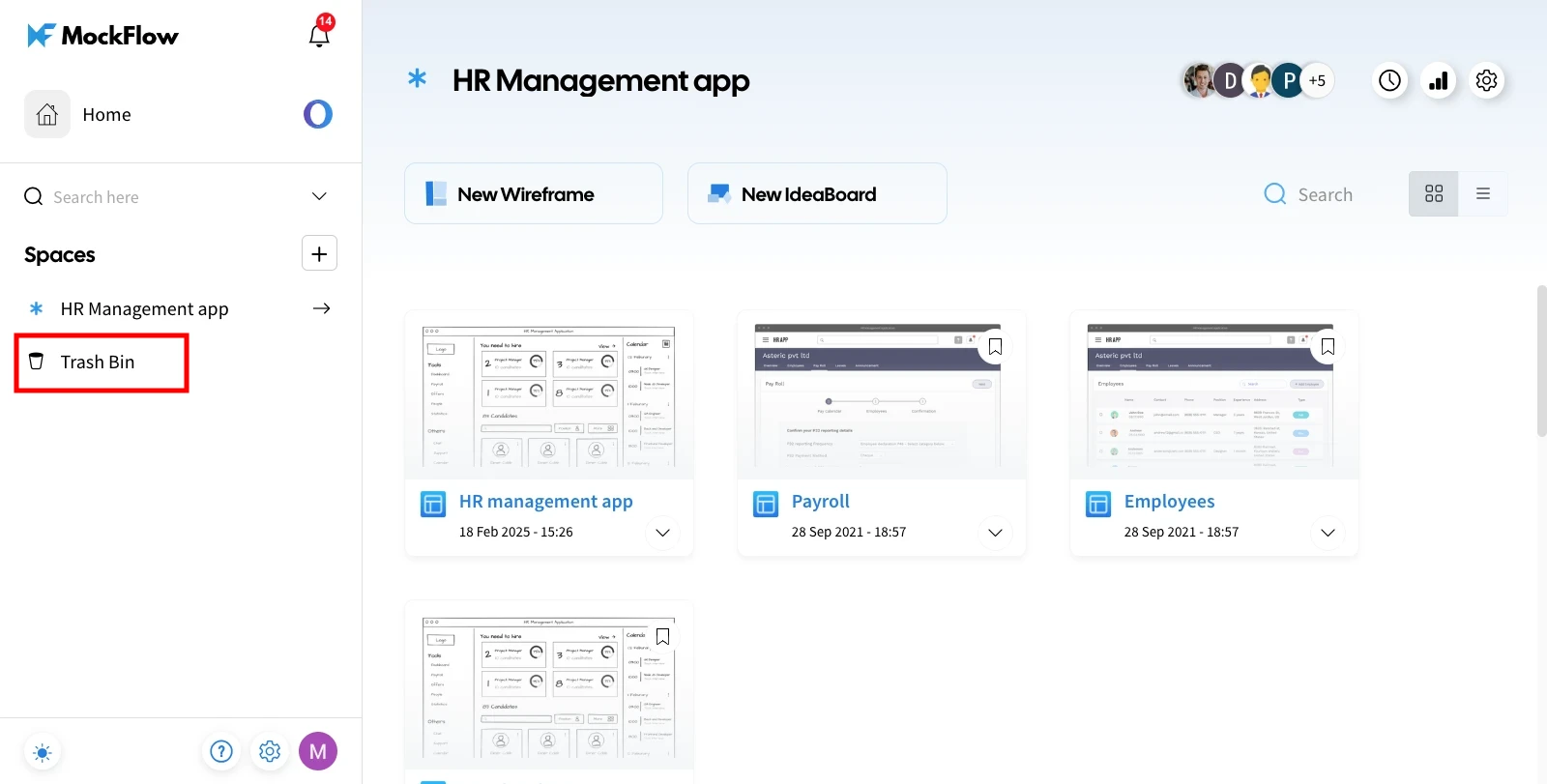 Navigate to the trash bin