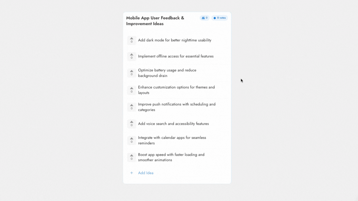 Editing in Upvote Ideas component