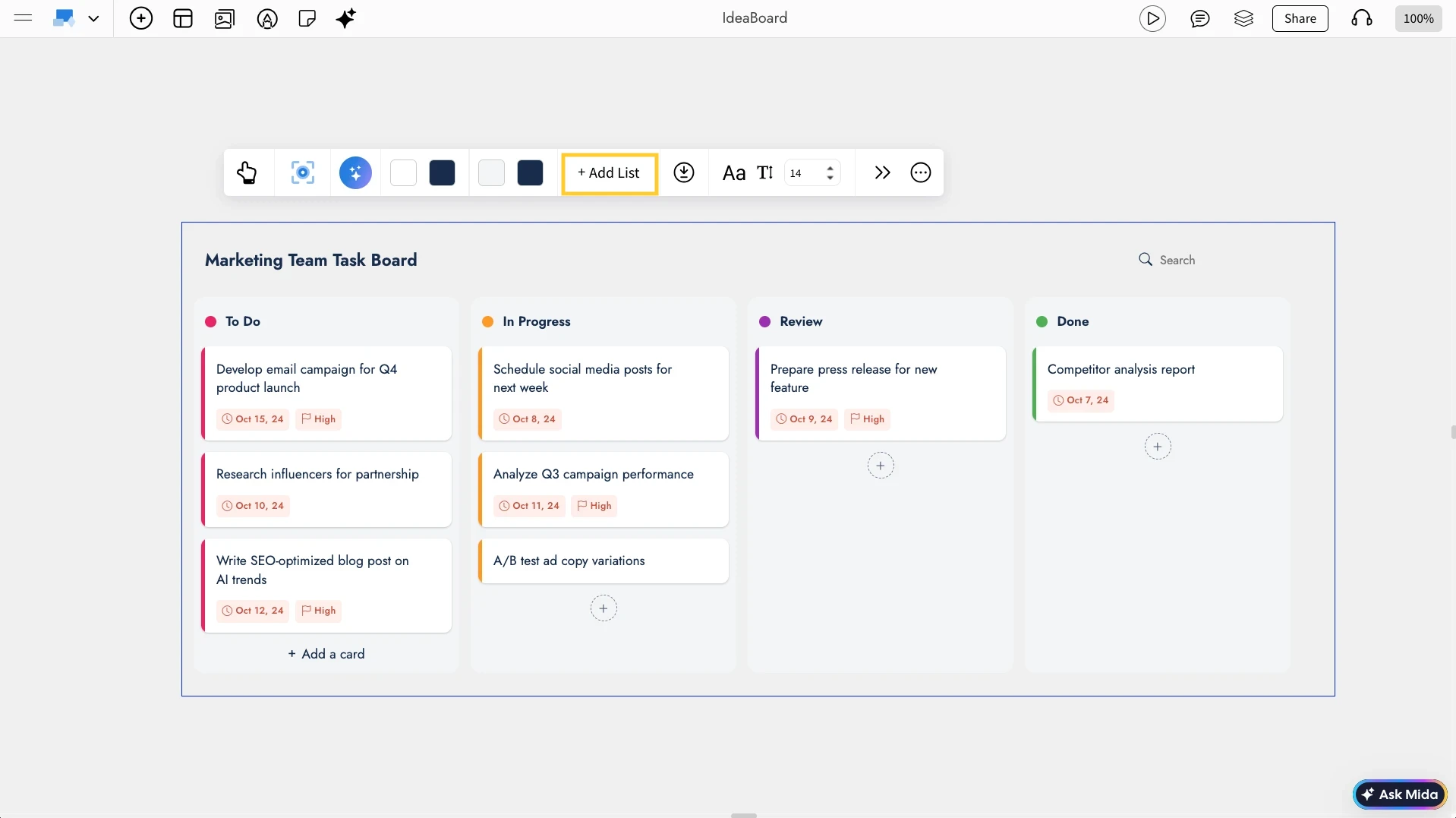 Adding Boards in Kanban Board - MockFlow IdeaBoard