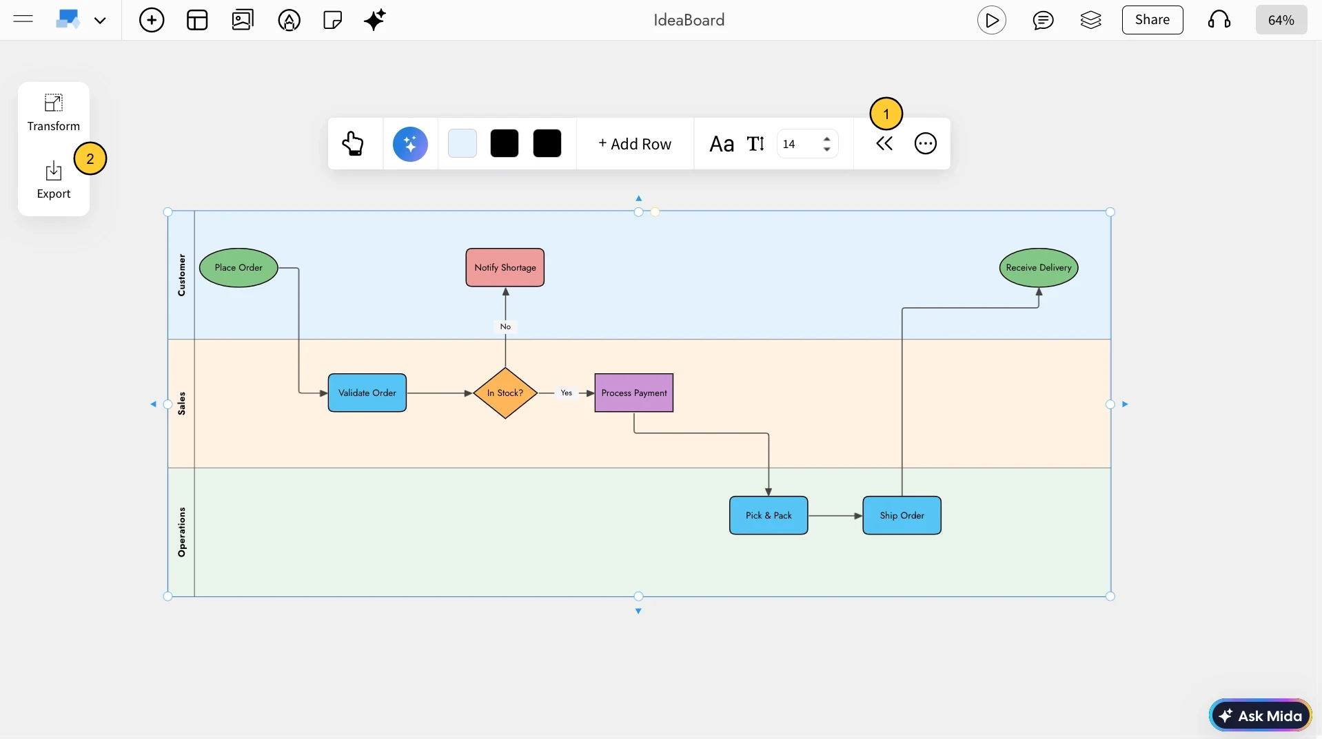 Advanced settings in Swimlane - MockFlow IdeaBoard