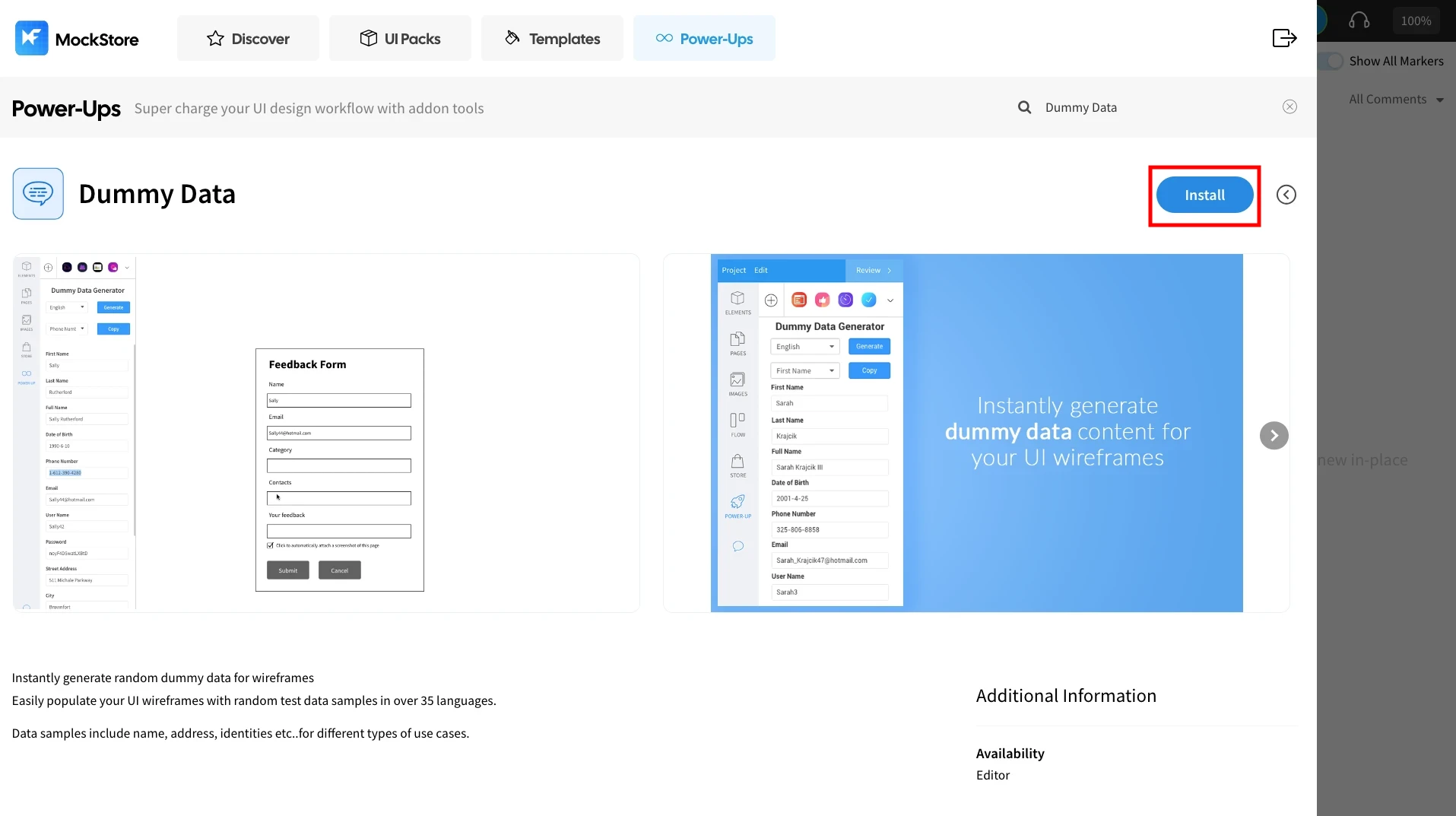 Installing the Powerup - Dummy Data Generator