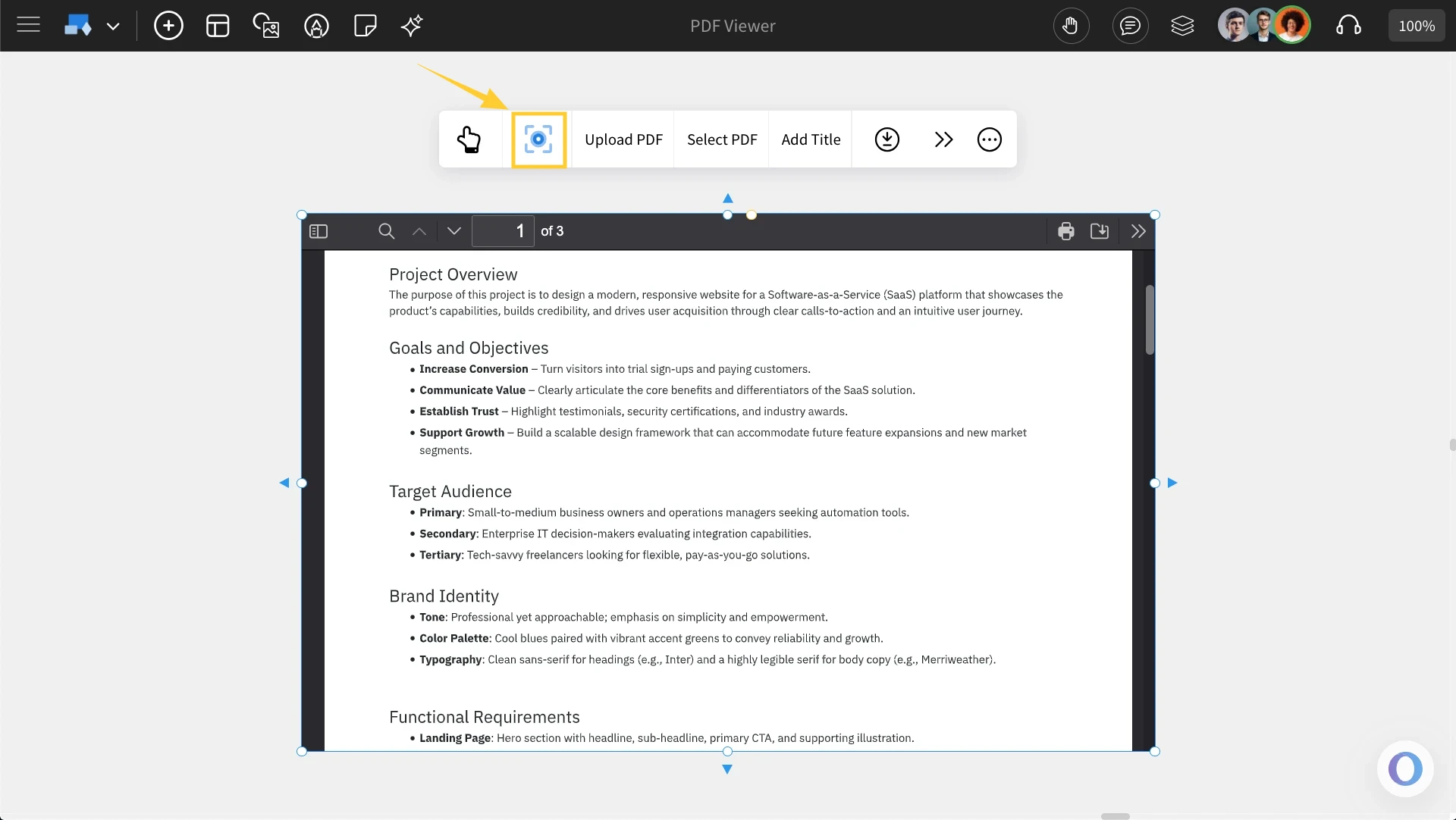 Using the Focus Mode PDF Viewer - MockFlow IdeaBoard