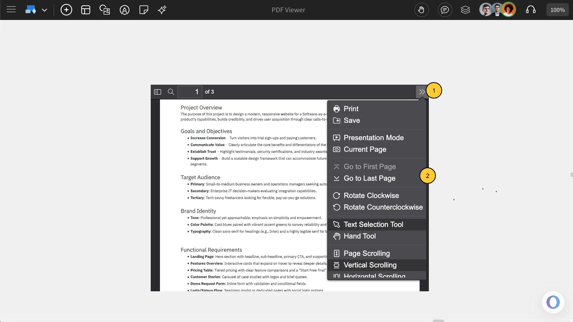 More Accessible options in PDF Viewer - MockFlow IdeaBoard