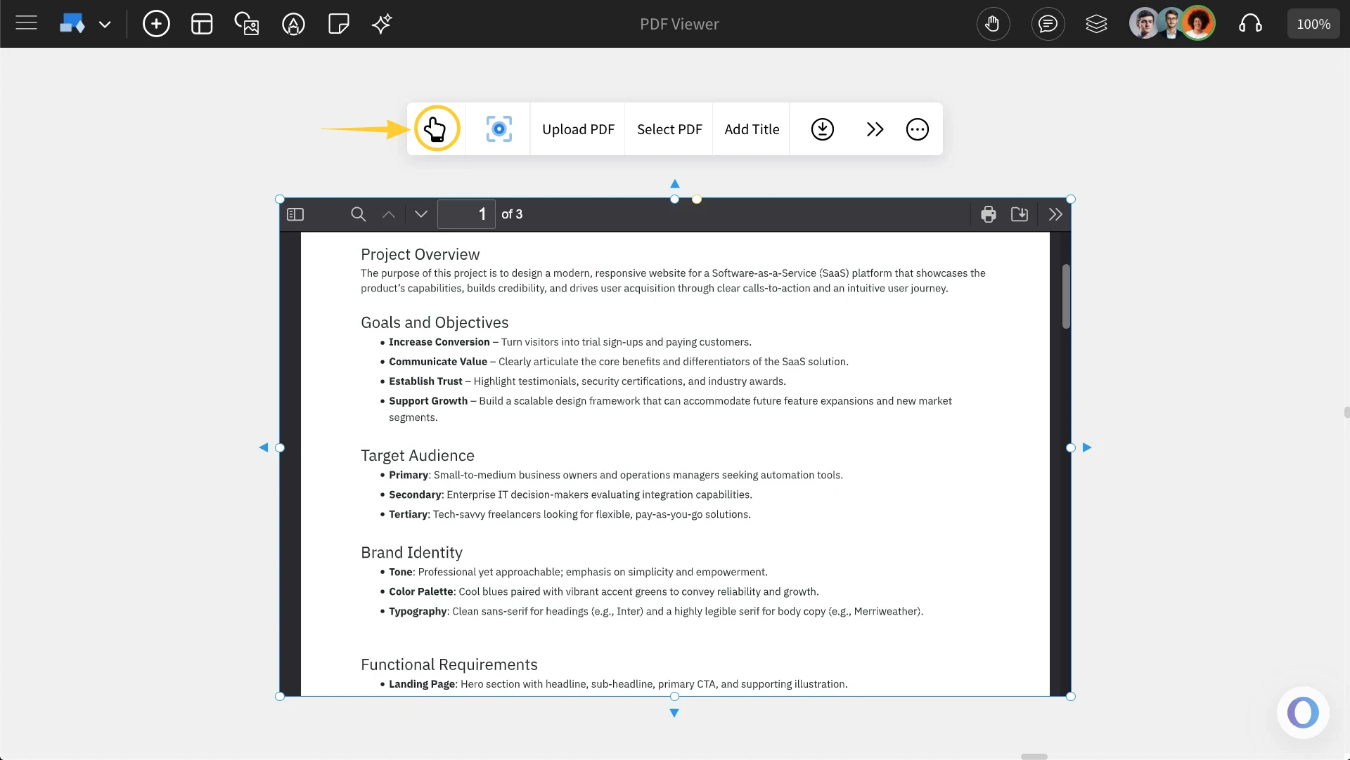 Interaction with PDF Viewer - MockFlow IdeaBoard