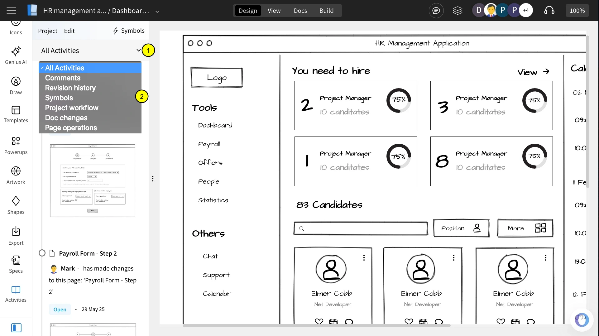 Showcasing the list of categories that can be filtered