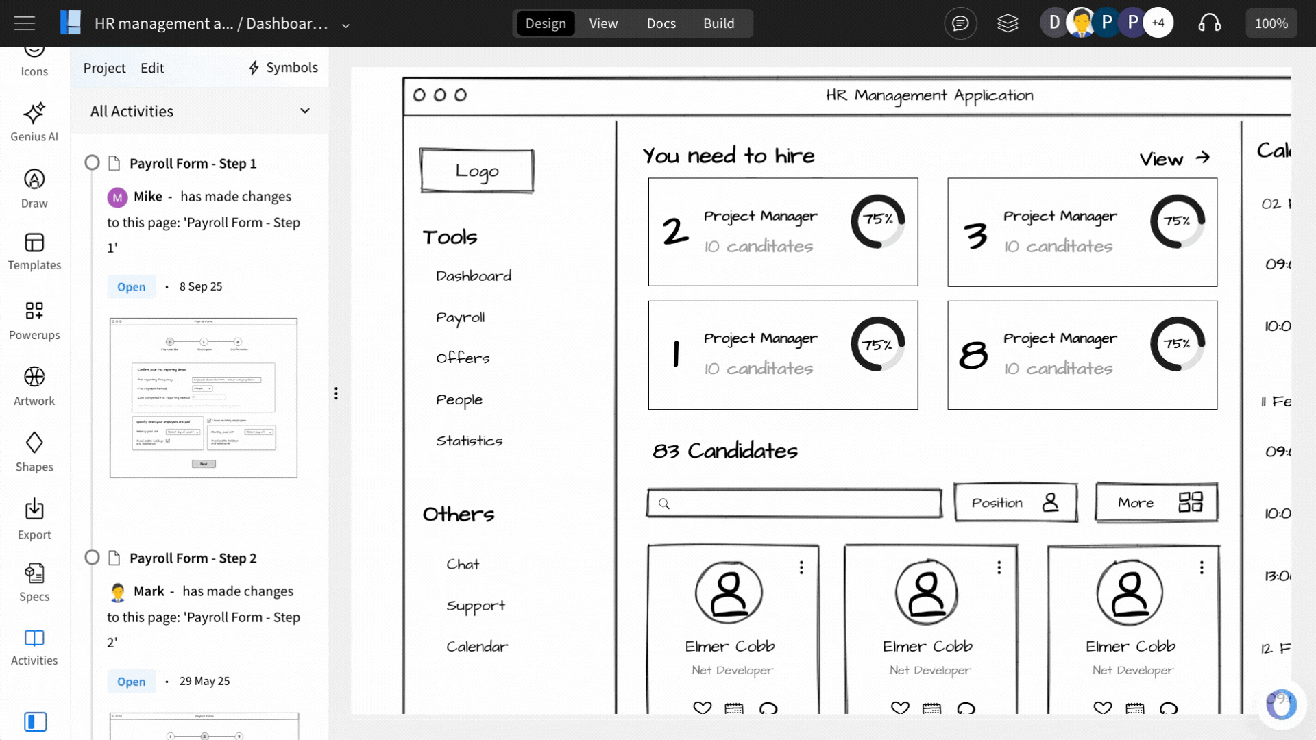 Showing the activities of the projects done