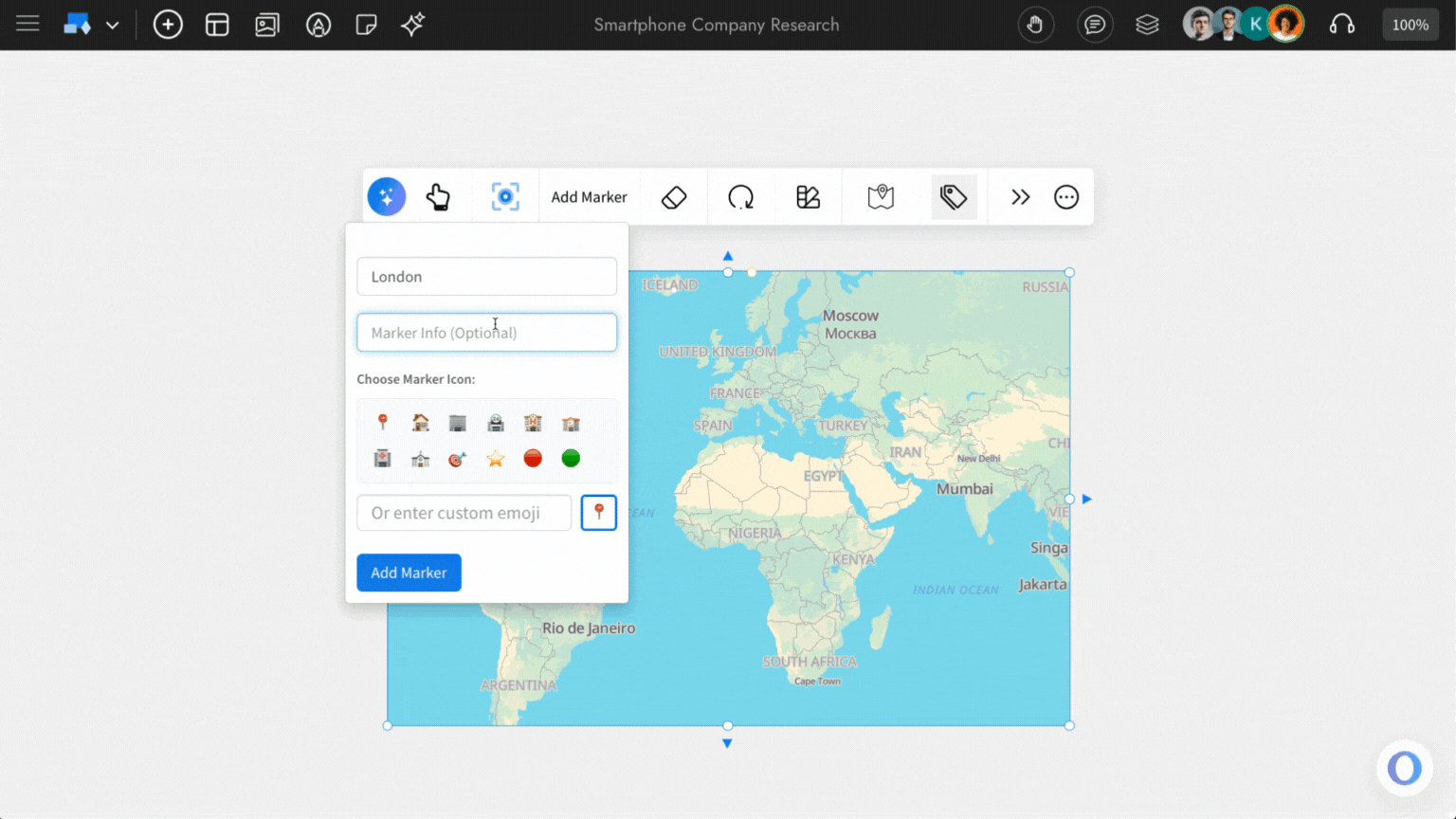 Filling in the fields while adding markers in the Maps component - MockFlow IdeaBoard