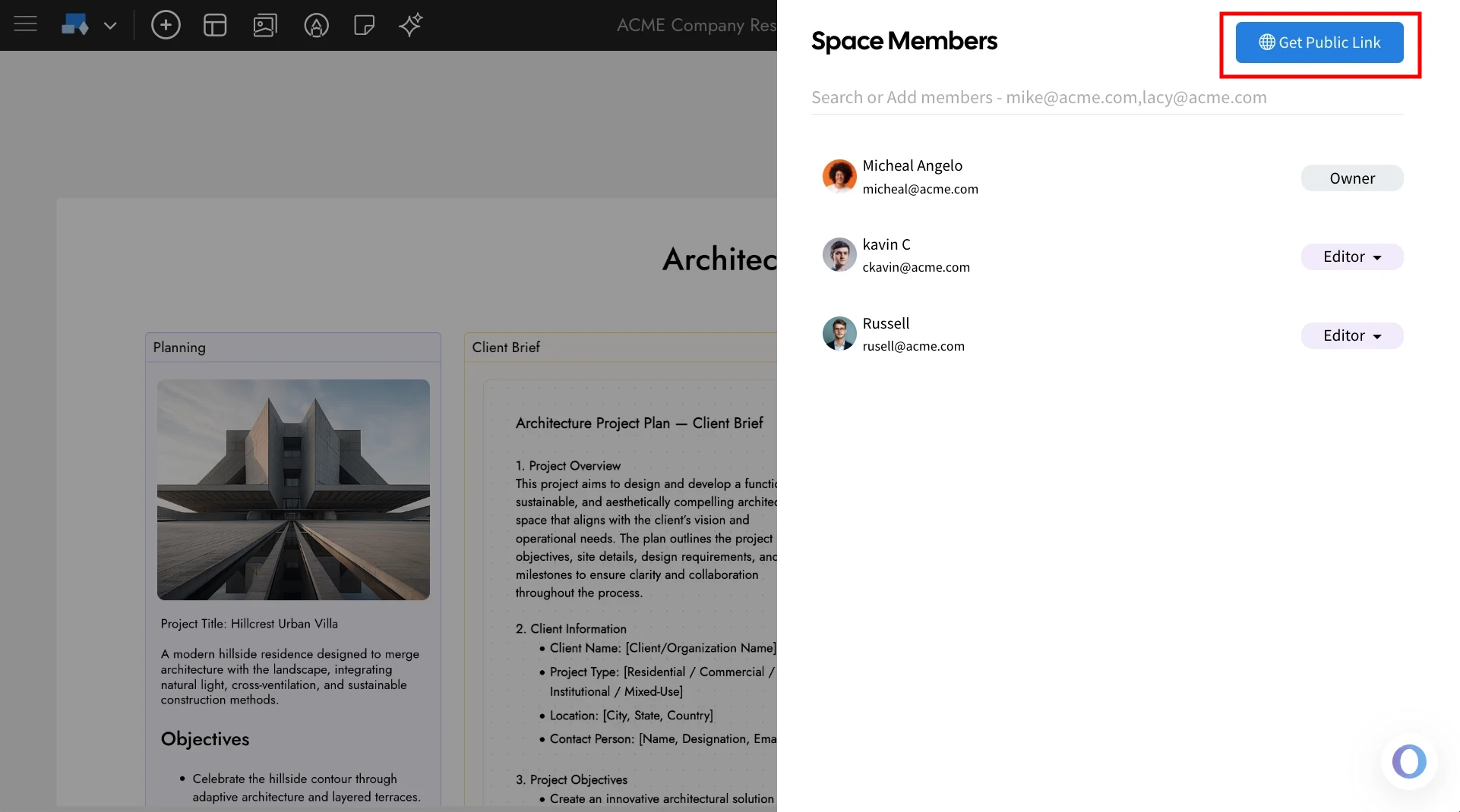 Navigate to 'Get Public Link' - MockFlow Wireframe Editor