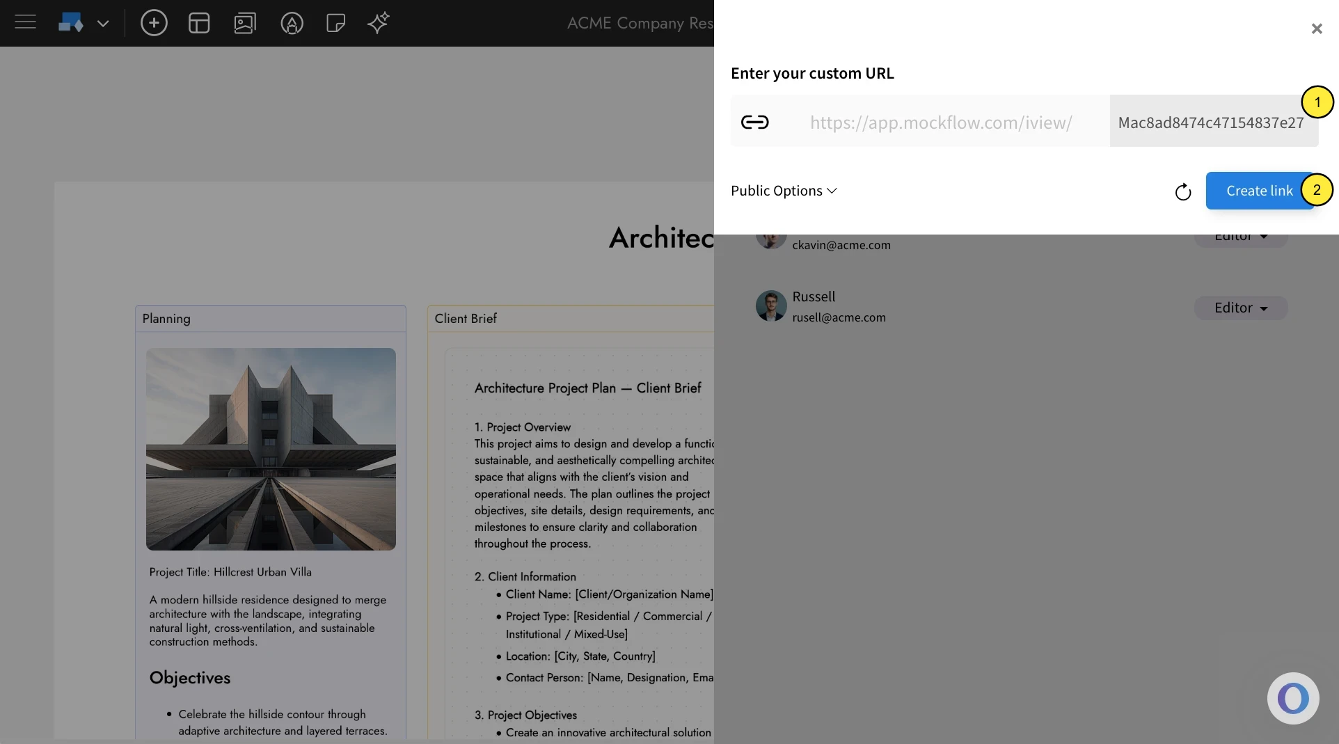 Creating the link - MockFlow IdeaBoard Editor