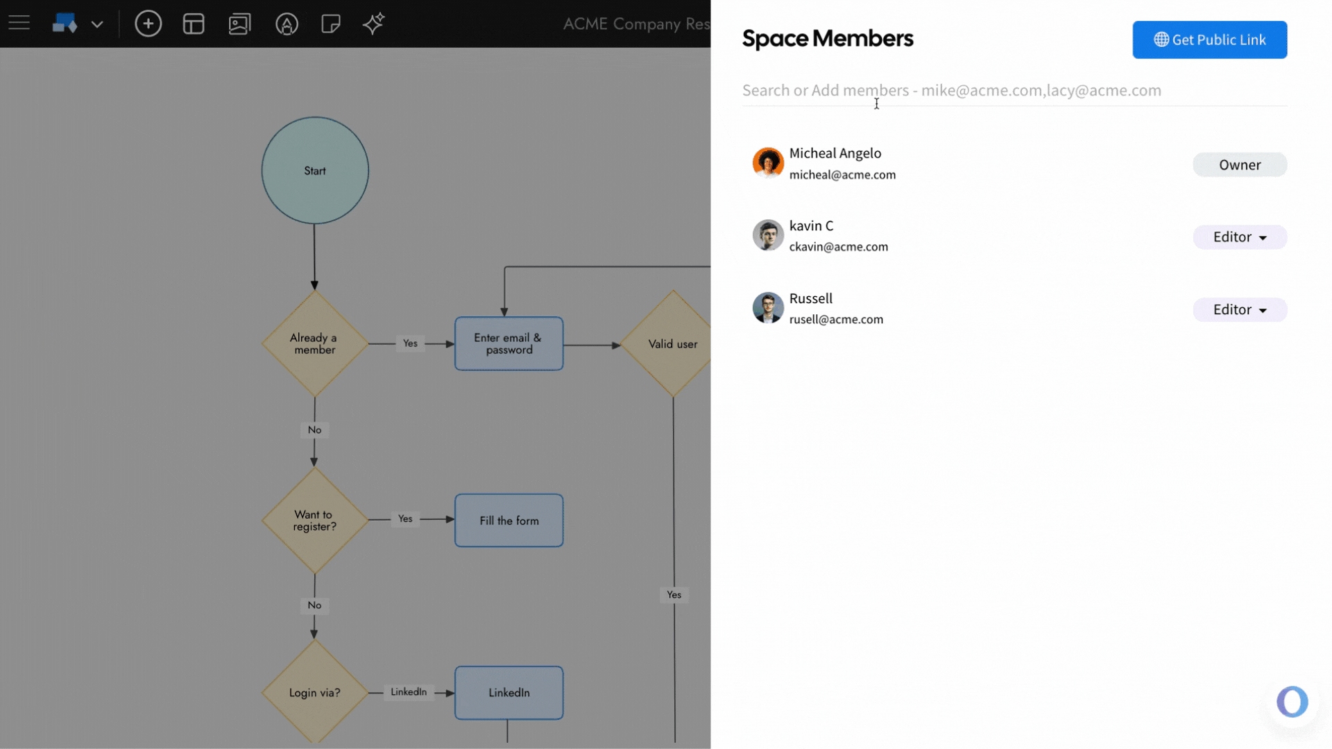 Adding the team members - MockFlow IdeaBoard Editor