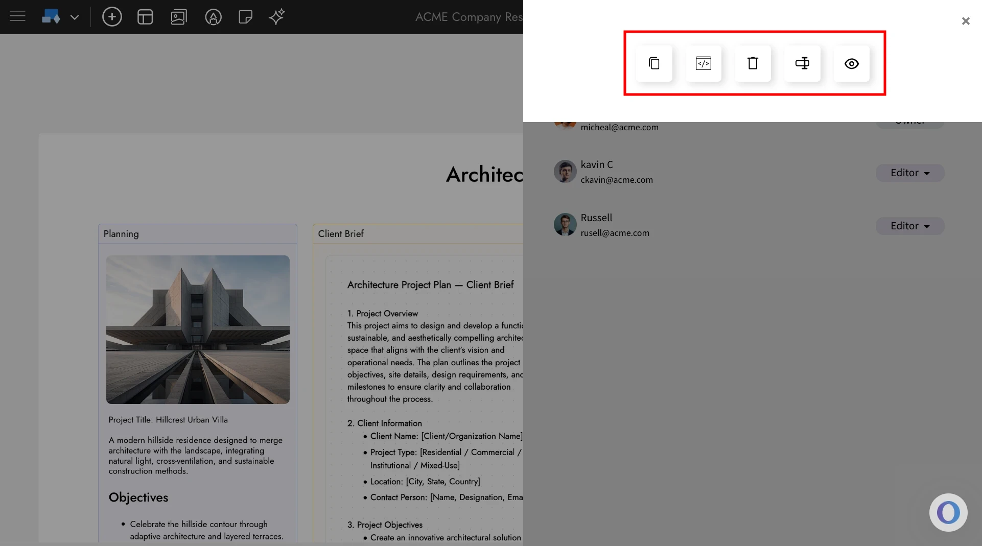Sharing option - MockFlow IdeaBoard Editor