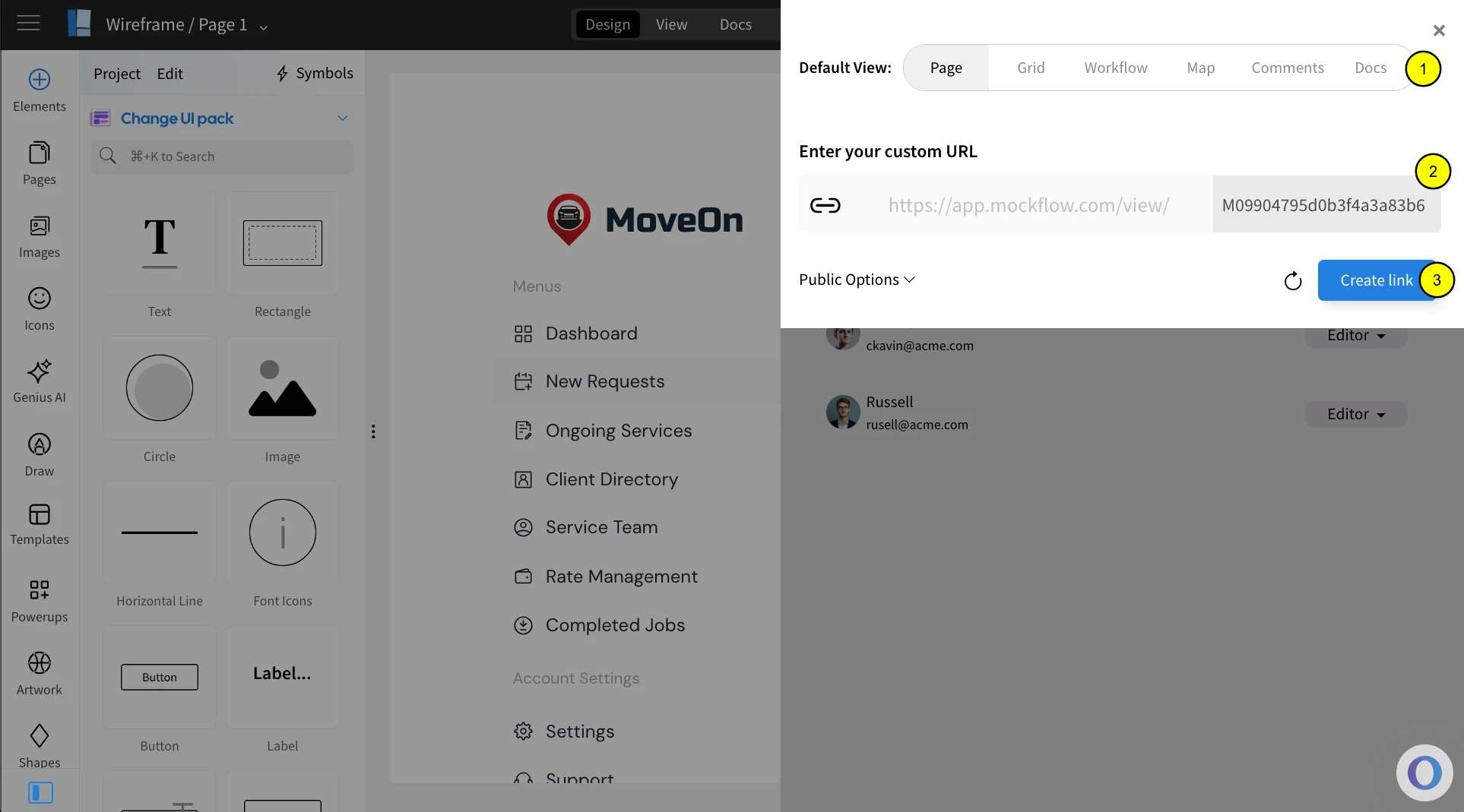 Customize the URL link - MockFlow Wireframe Editor